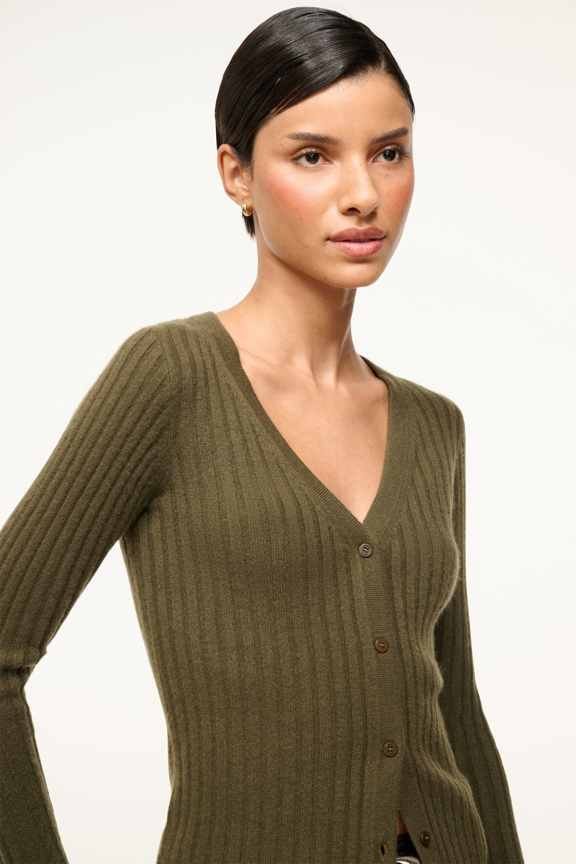 STAUD CARGO CASHMERE SWEATER DARK OLIVE - 6