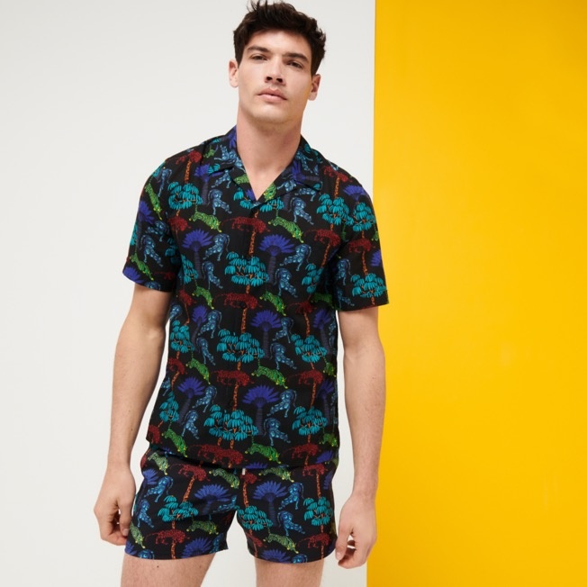 Men Bowling Shirt Linen and Cotton Tiger Leap - 3