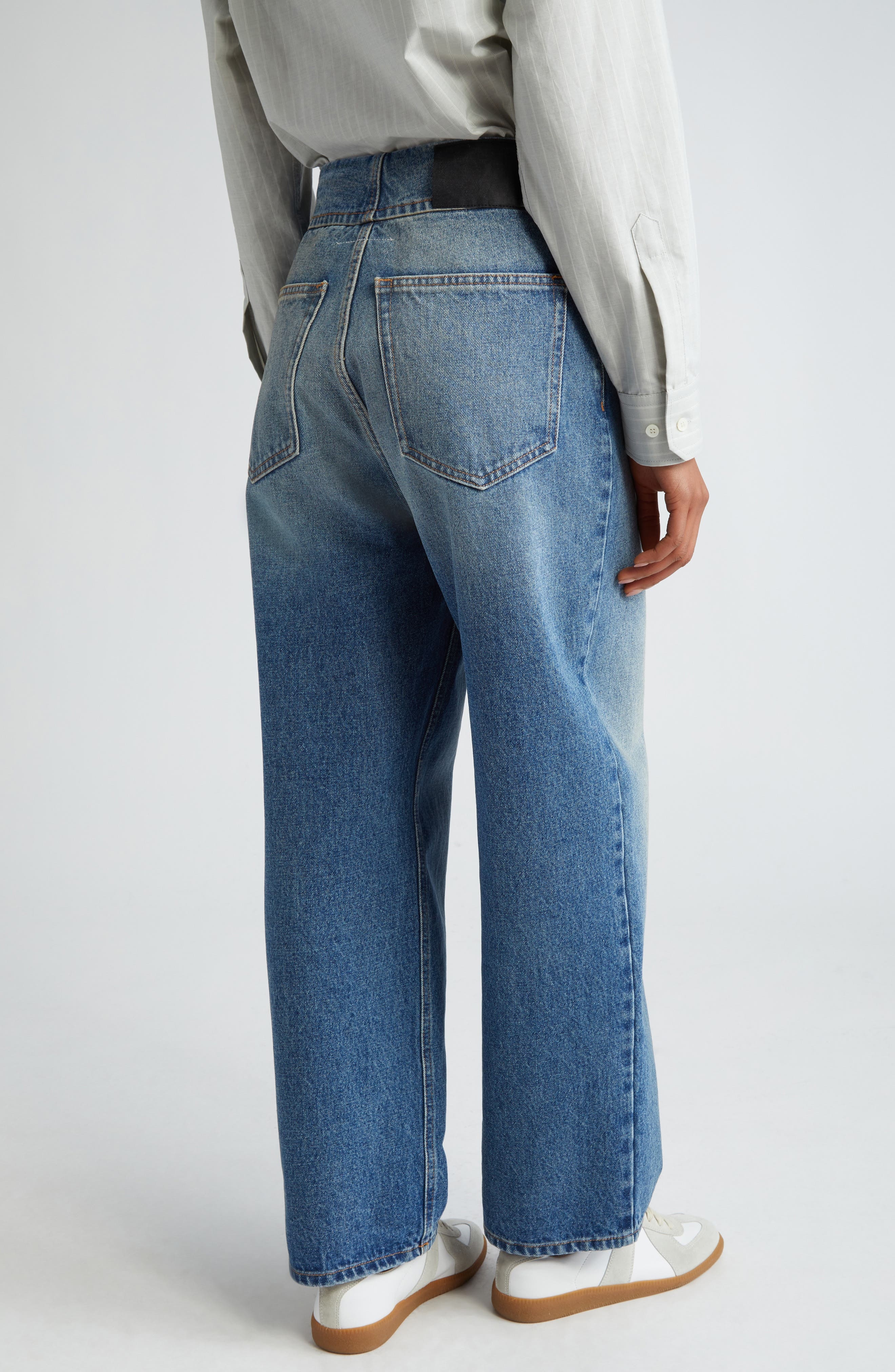 MM6 Maison Margiela Button Fly Balloon Leg Jeans in Light Blue at Nordstrom - 2