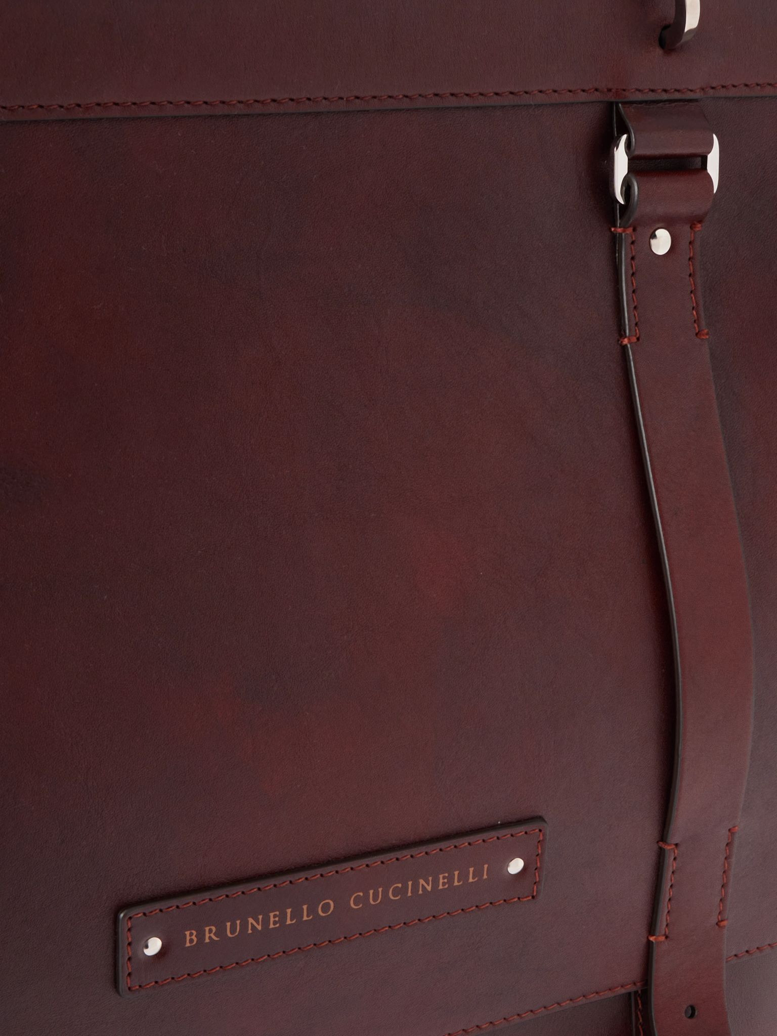 Leather Briefcase Red - 4