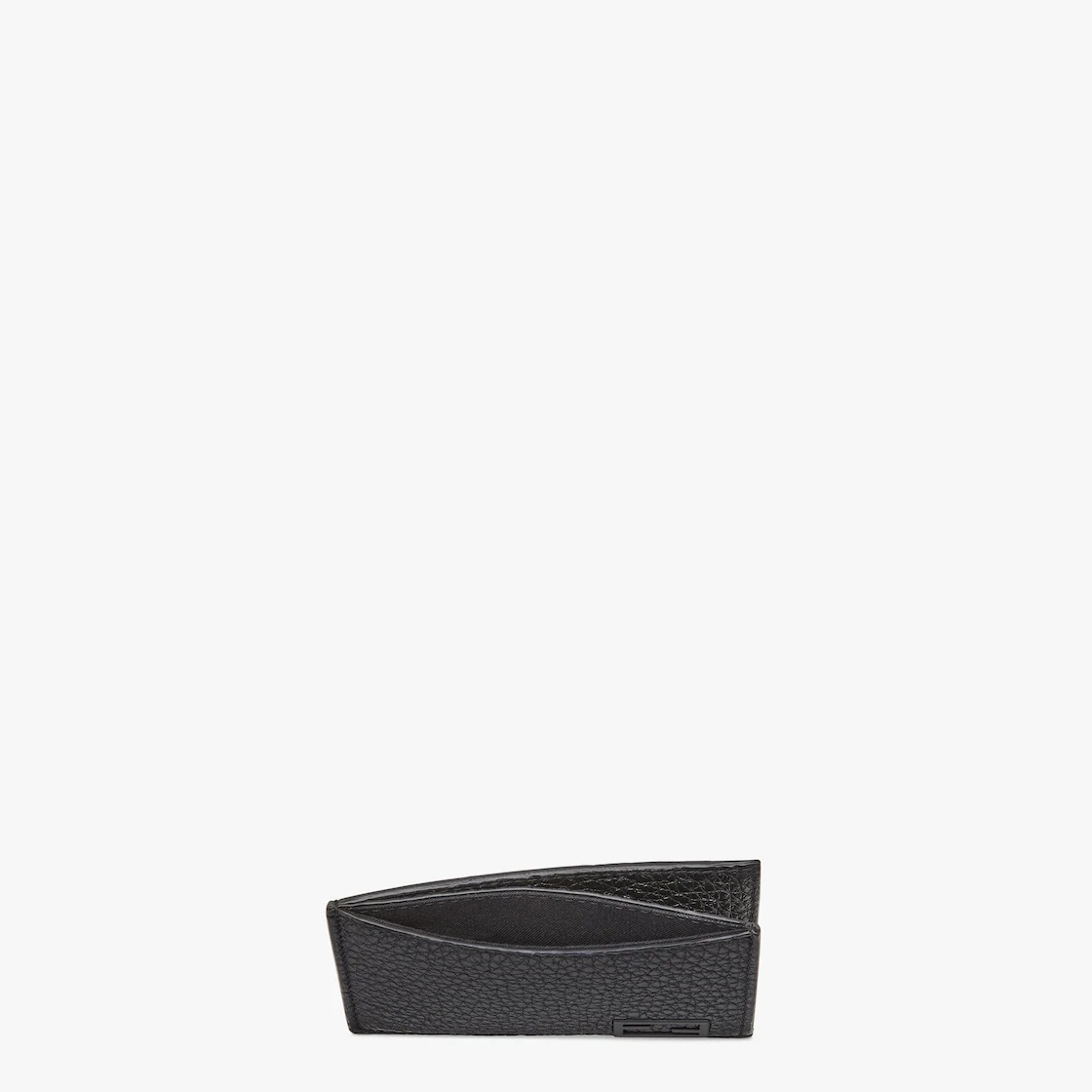 Bi-fold card holder with flat pocket and 2 slots at the back. Made of black Cuoio Romano leather. Ma - 3