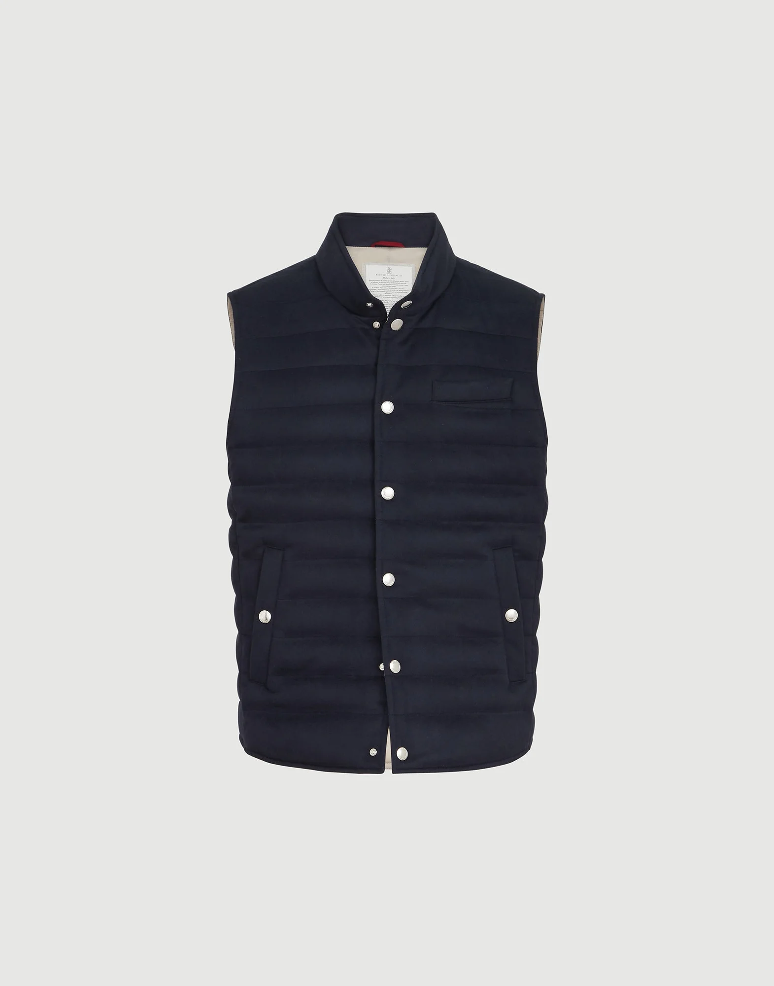 Lightweight cashmere flannel down vest - 1