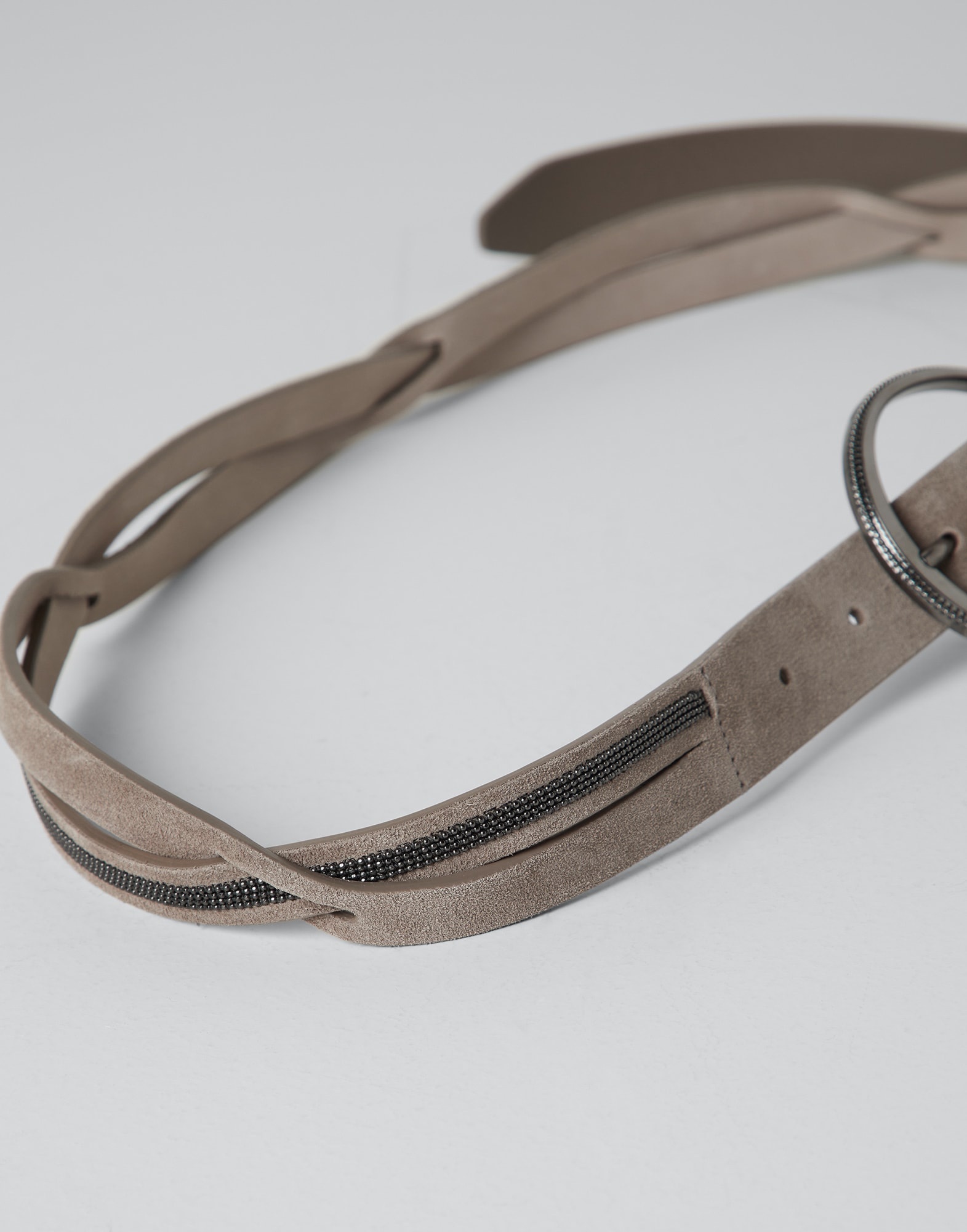 Suede calfskin shiny braid belt - 2