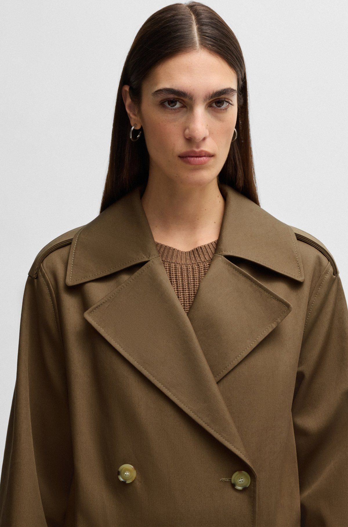 DOUBLE-BREASTED COAT IN WATER-REPELLENT COTTON - 5