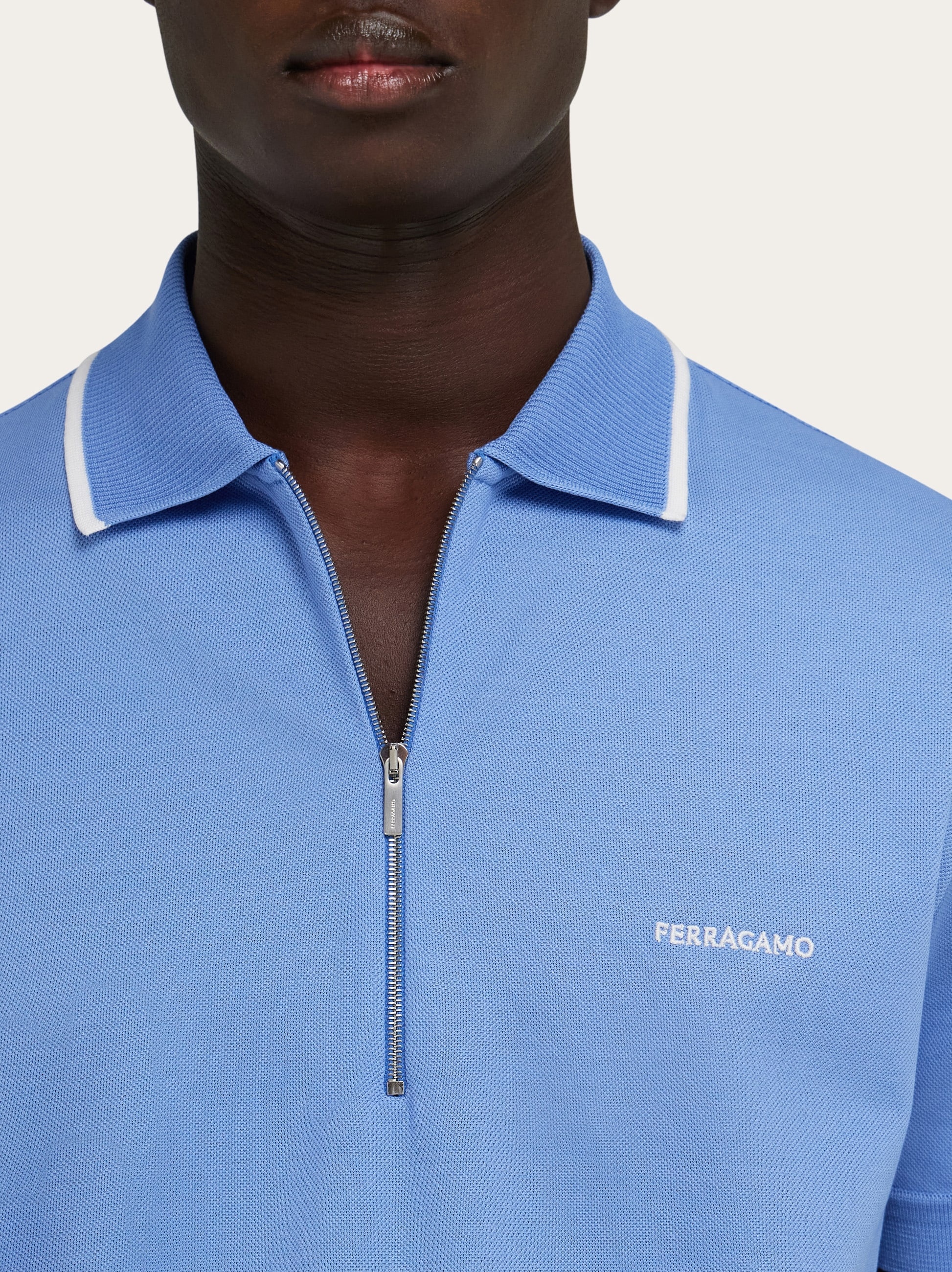 Cotton polo shirt with zip closure - 4