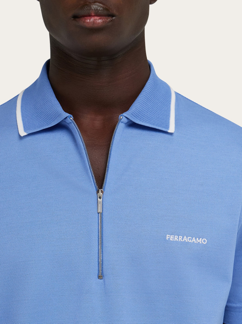 Cotton polo shirt with zip closure 4