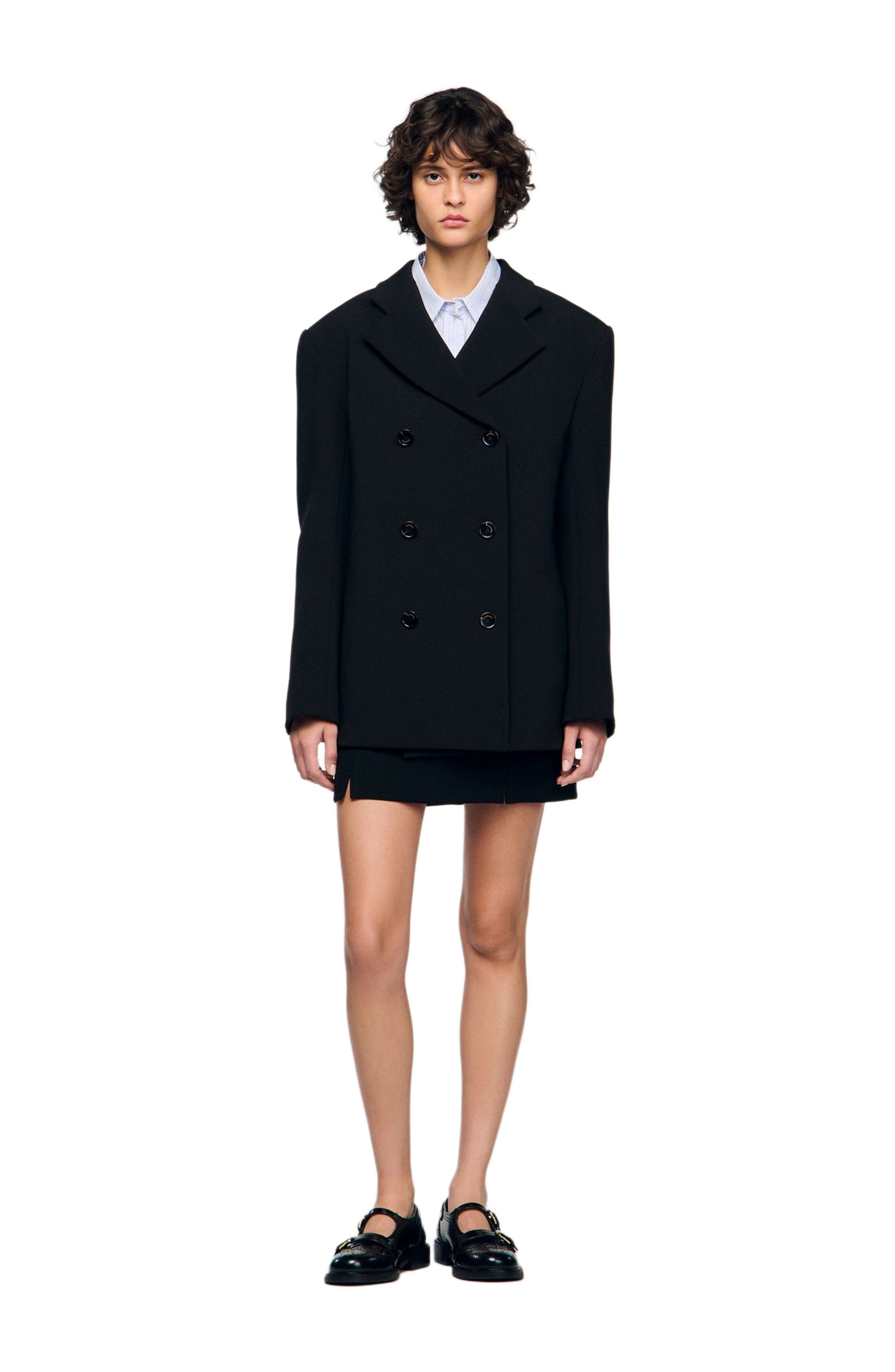 SANDRO Crossed tailored jacket in Black at Nordstrom - 3