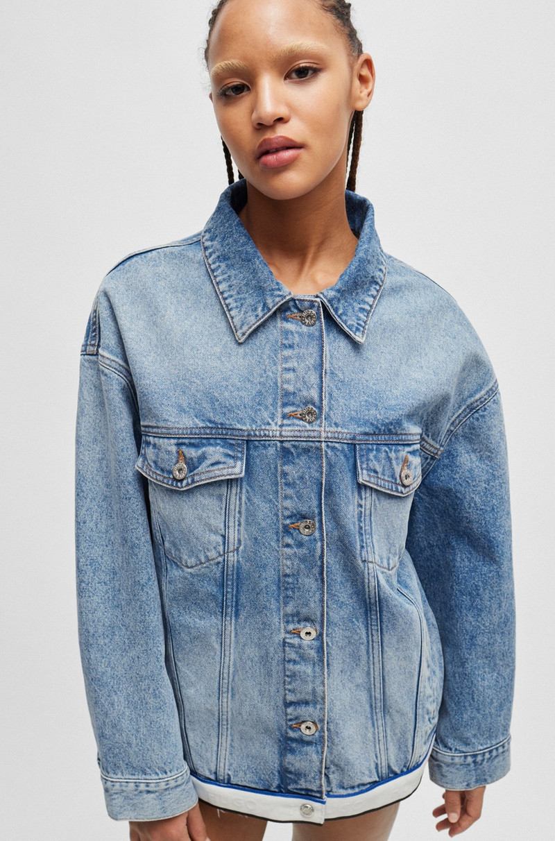 OVERSIZE-FIT DENIM JACKET WITH LOGO-TAPE HEM 5