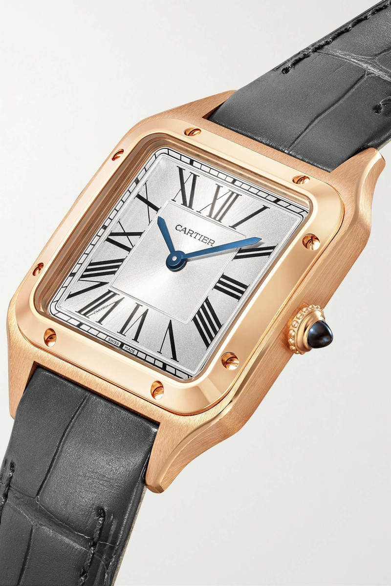 Santos-Dumont 38mm small 18-karat rose gold and alligator watch 3