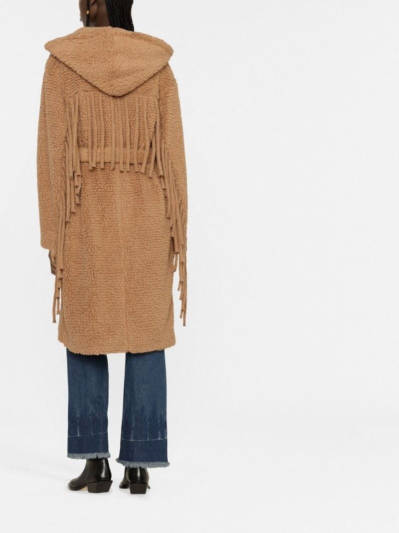 fringed tie-waist teddy coat - 3