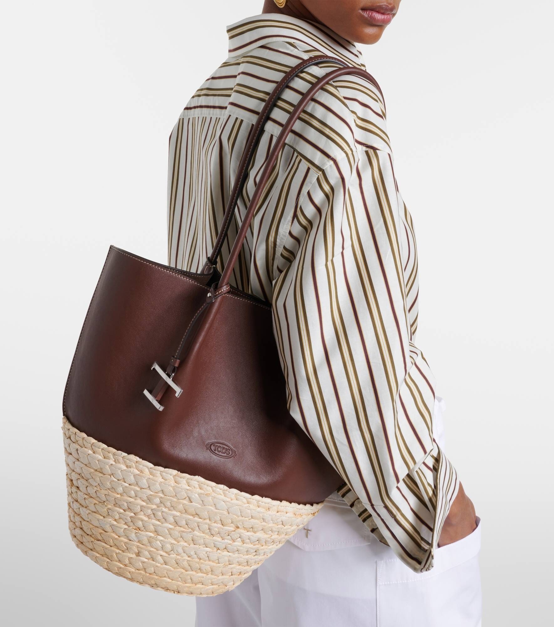 Leather and straw shopper - 2