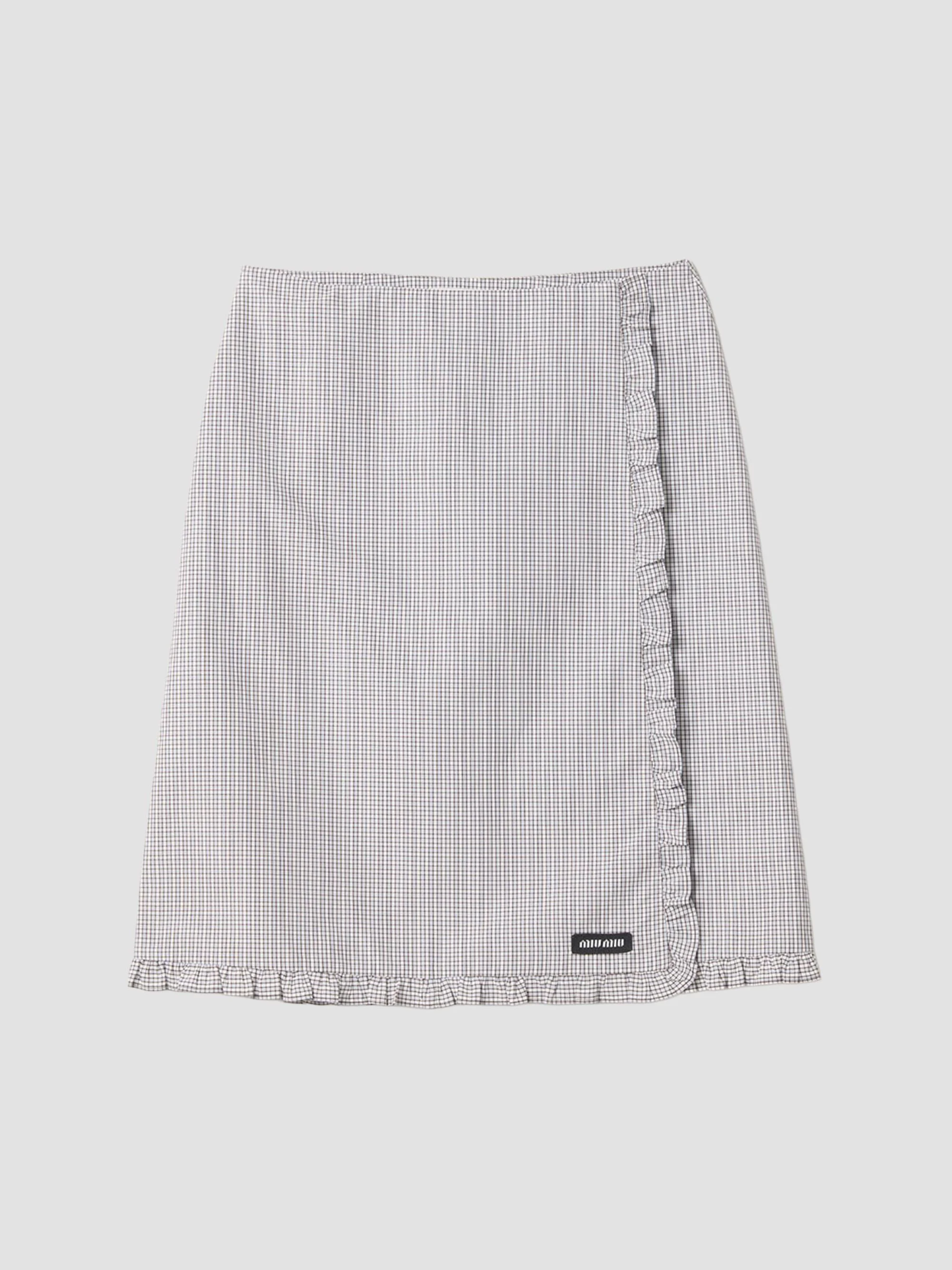 Women's Ruched Check Skirt - White - 1