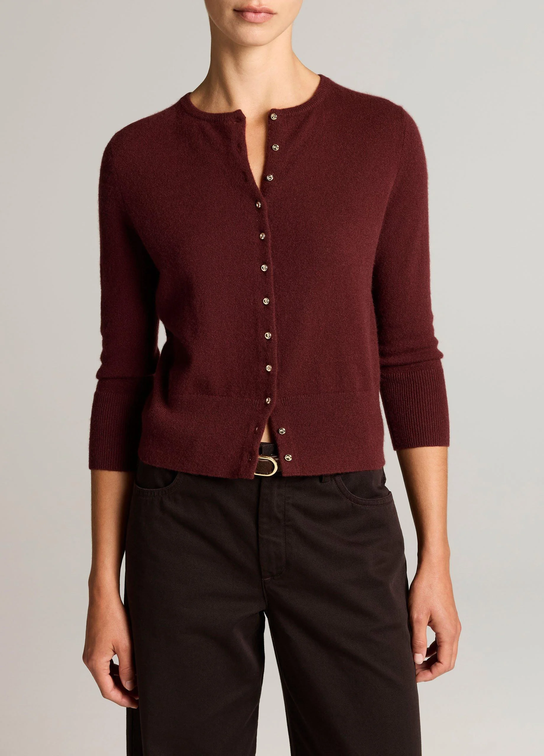 Metal-Button Wool & Cashmere-Blend Cardigan - 1