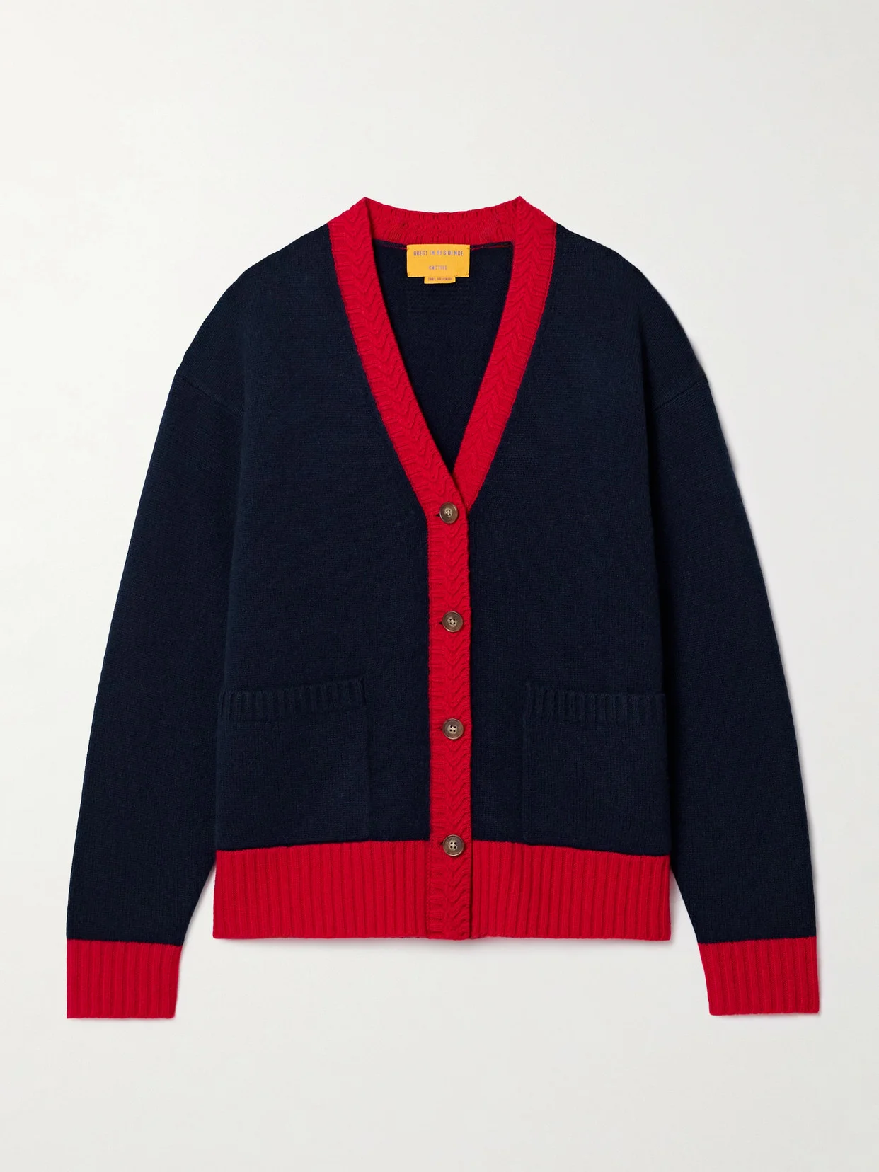 Color-block Cashmere Cardigan - 1