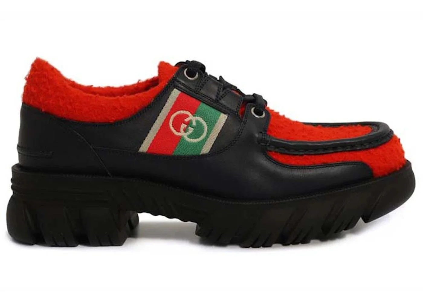Gucci Interlocking G Lace-Up Derbys Red Black - 1