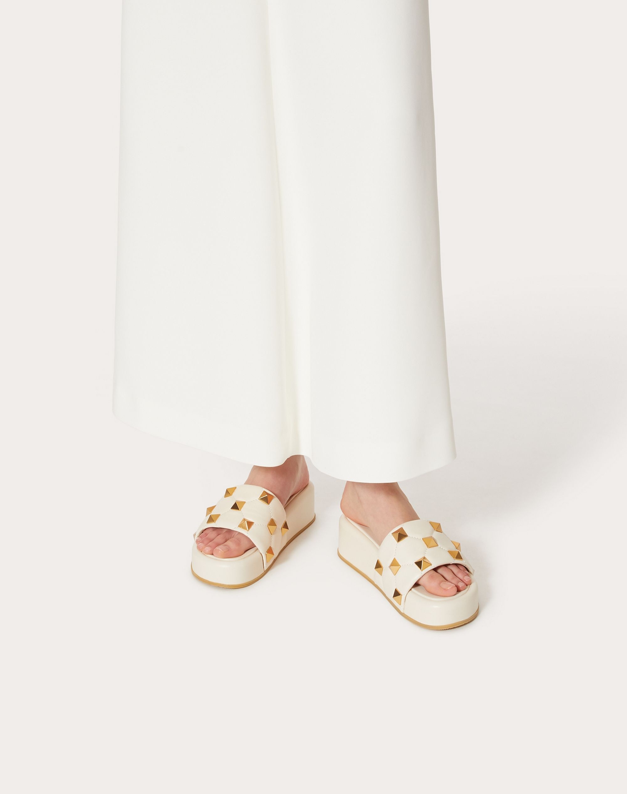 ROMAN STUD FLATFORM SLIDE SANDAL IN QUILTED NAPPA - 6