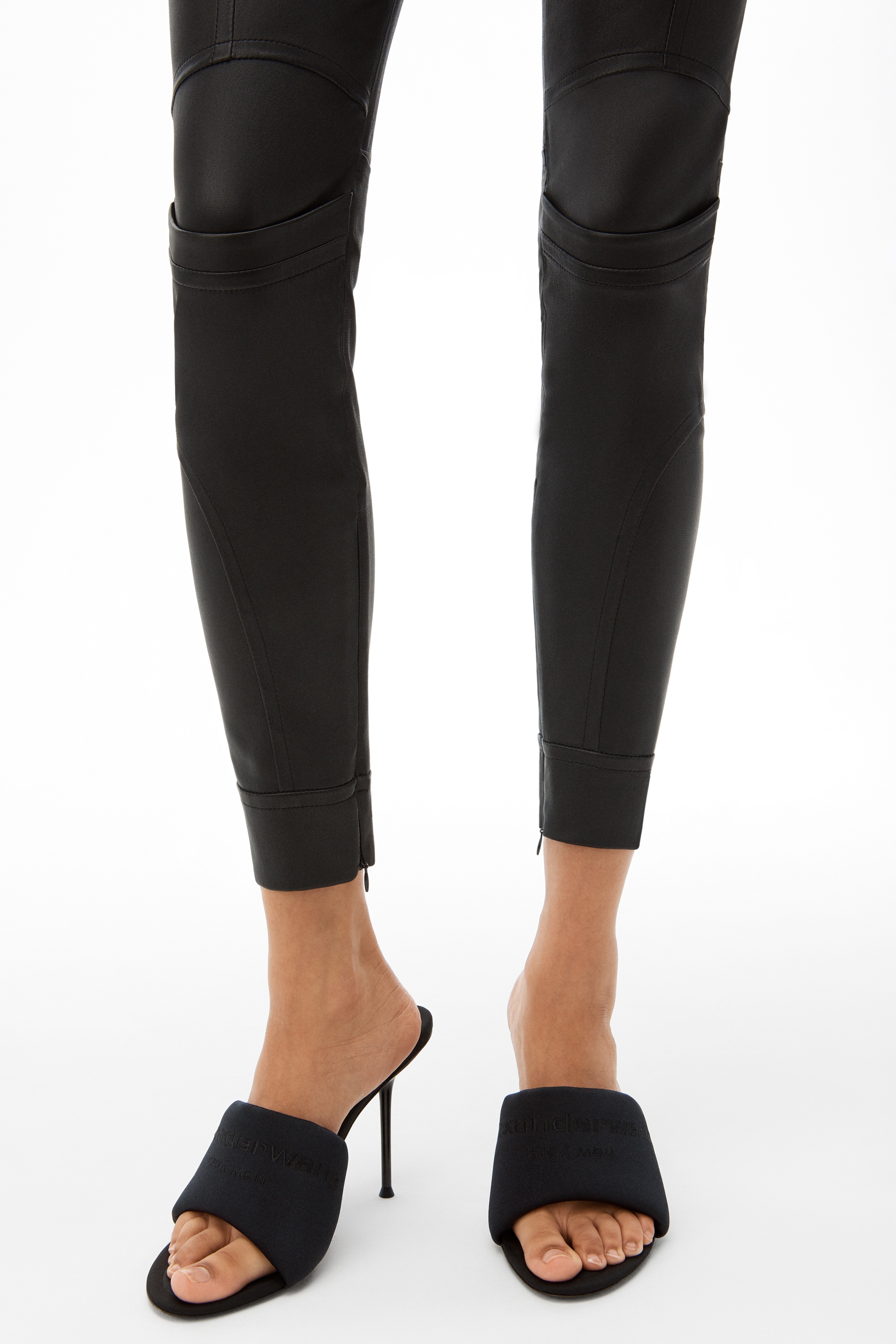 LOGO ELASTIC LEGGING IN LEATHER - 4