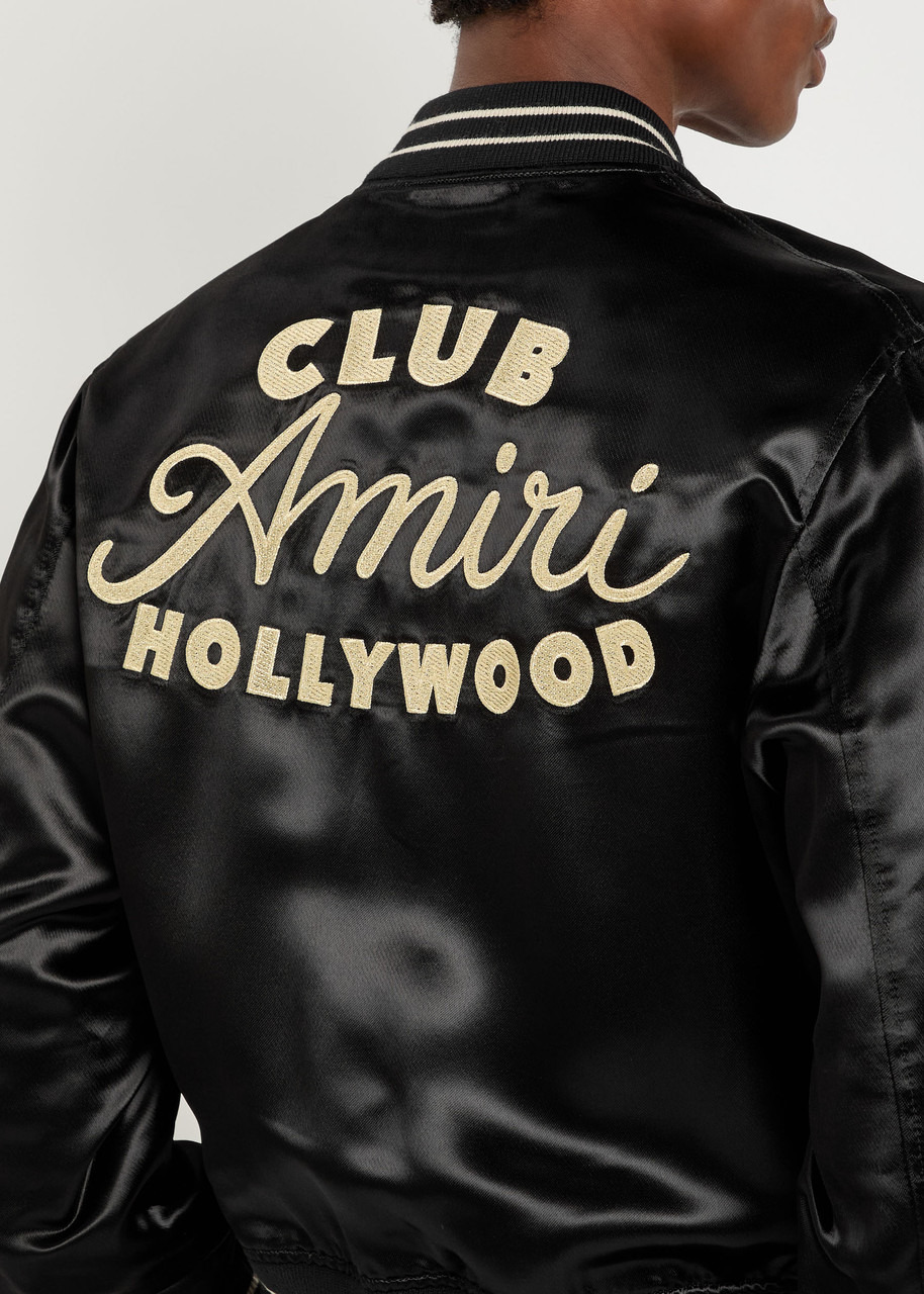 Amiri Club Amiri Logo-embroidered Satin Bomber Jacket - 5
