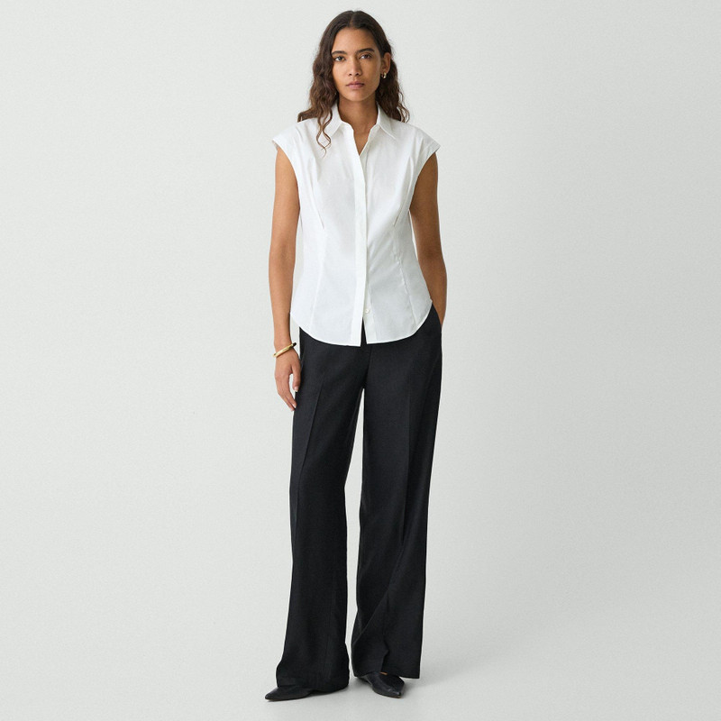 Theory Cinched Cap Sleeve Shirt in Good Cotton outlook
