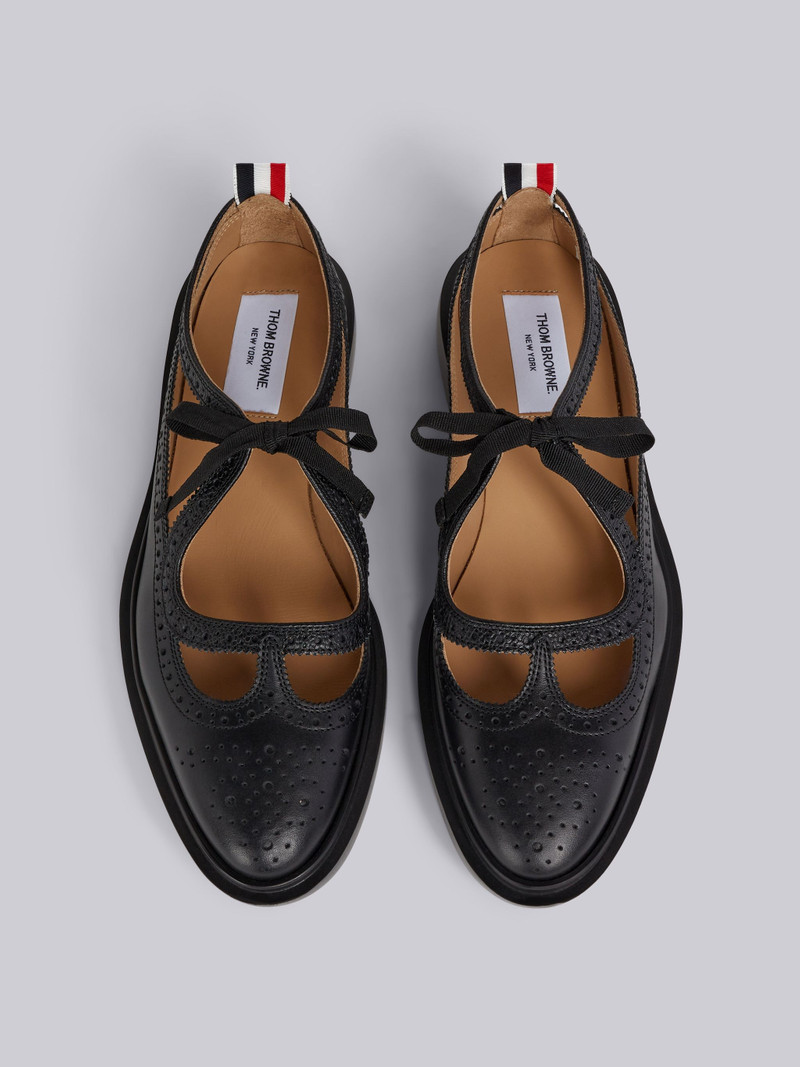 Black Vitello Calf Leather Grosgrain Tie Lightweight Rubber Sole Cut Out Thom John 4