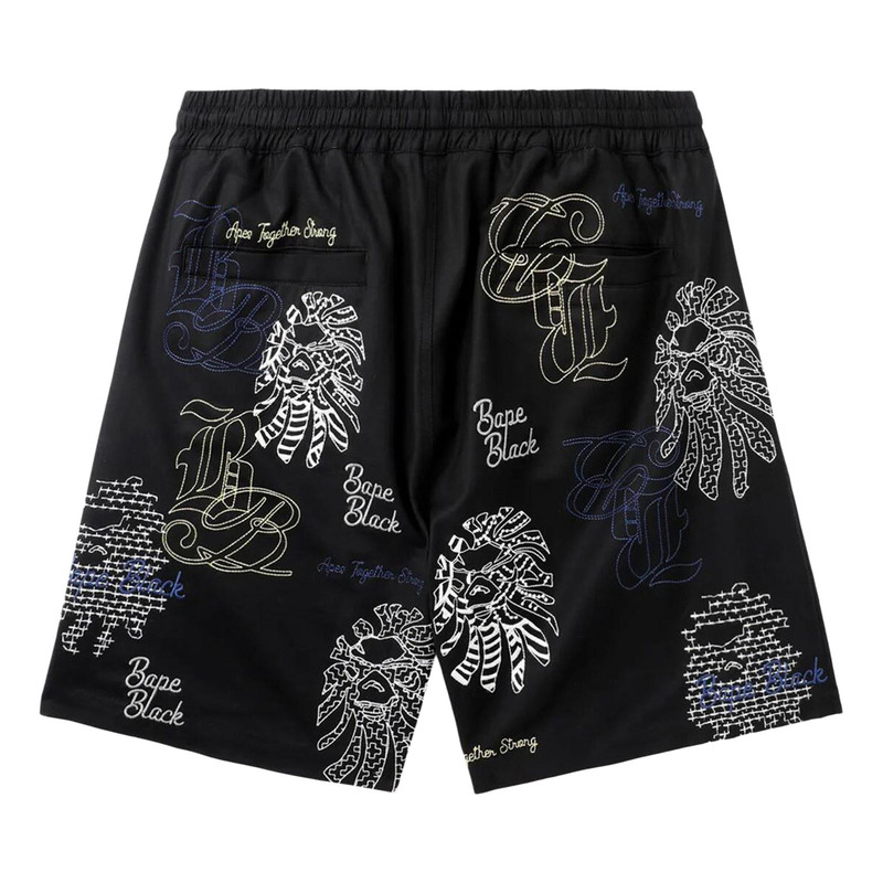 A BATHING APE® BAPE Black Bape Graphic Stitch Shorts 'Black' outlook