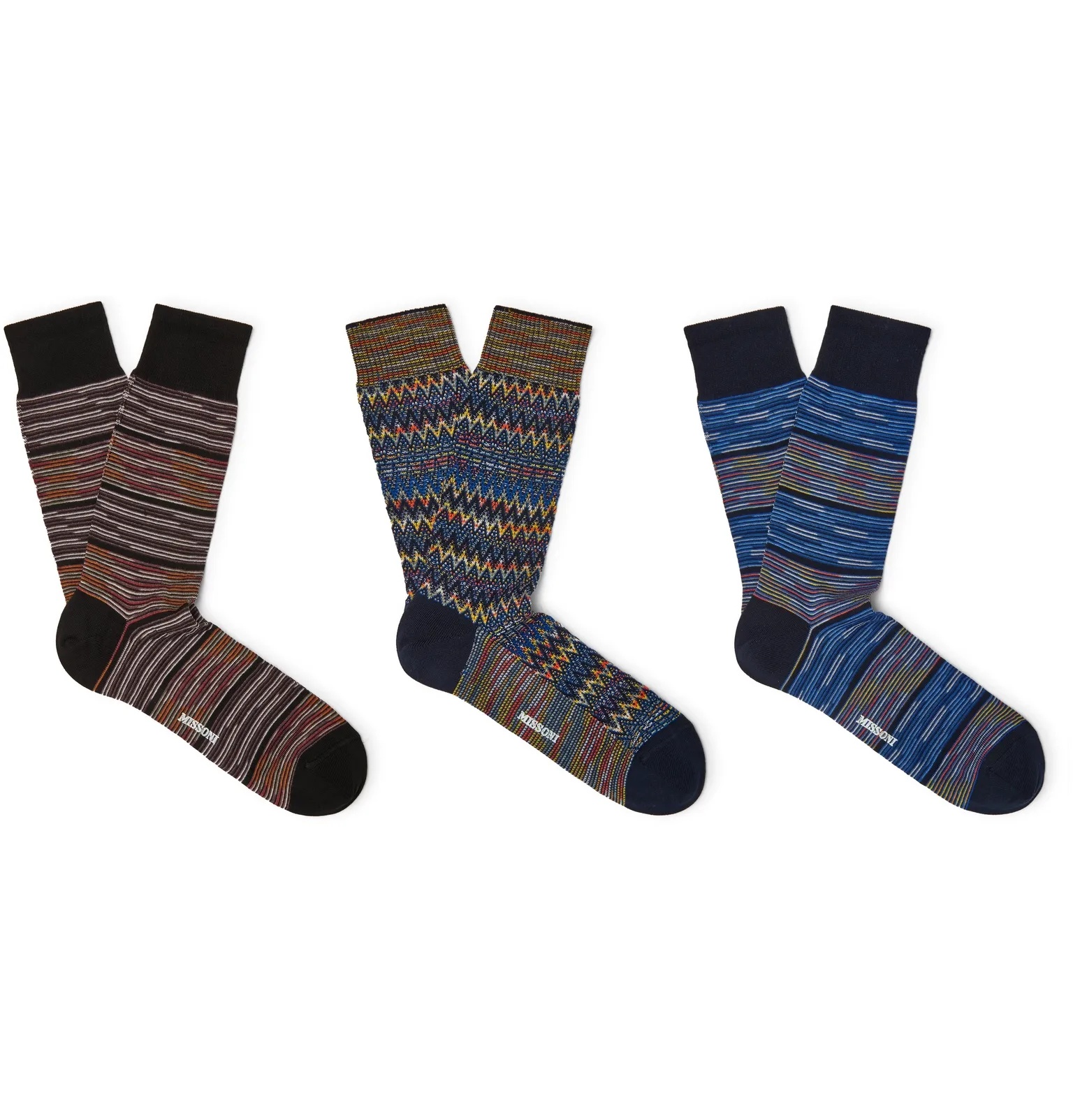 Three-Pack Crochet-Knit Cotton-Blend Socks - 1