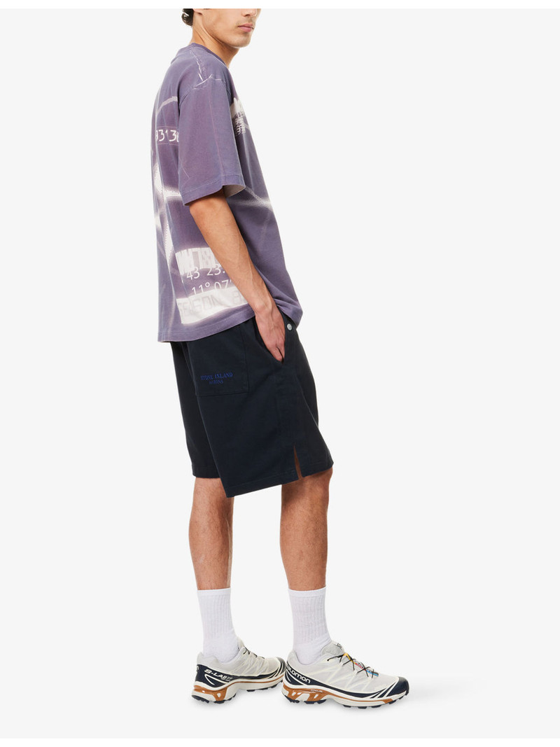 Stone Island Marina Embroidered-Logo Cotton-Jersey Shorts outlook
