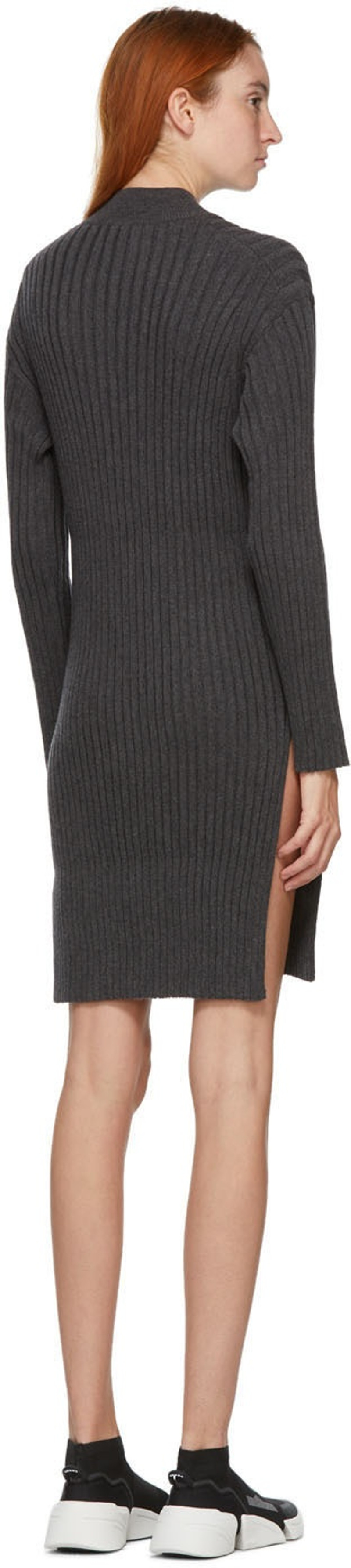 Grey Ribbed Short Dress 3
