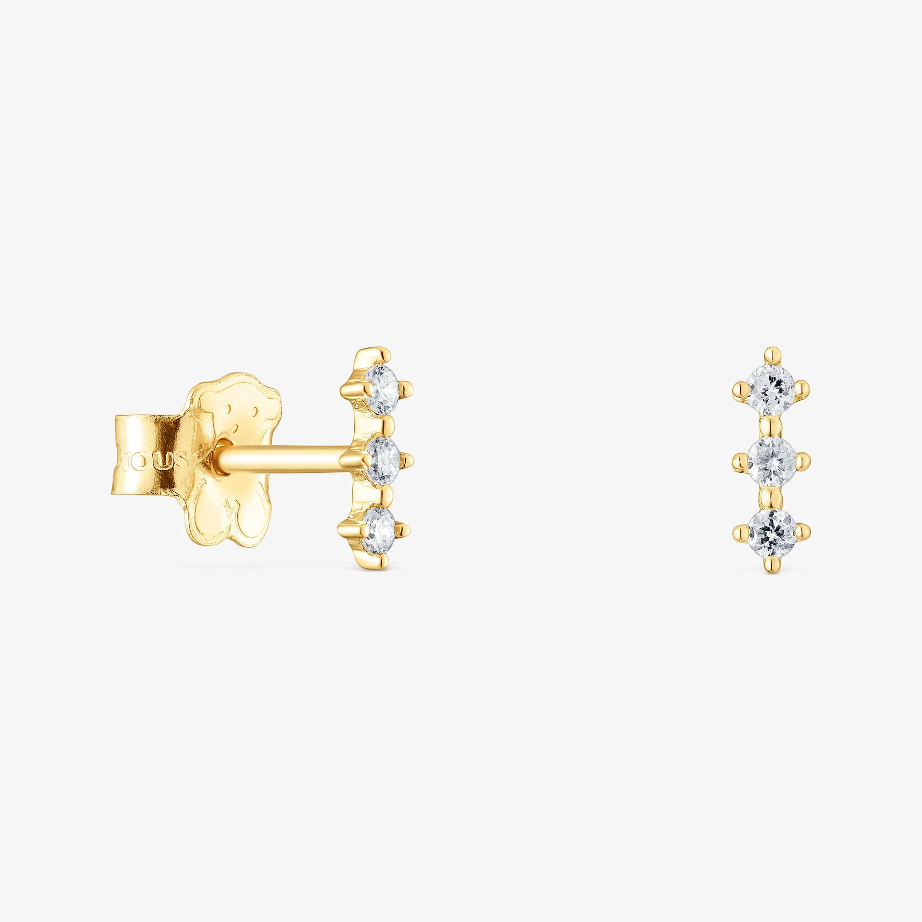 18K solid gold Strip earrings with diamonds Les Classiques - 1