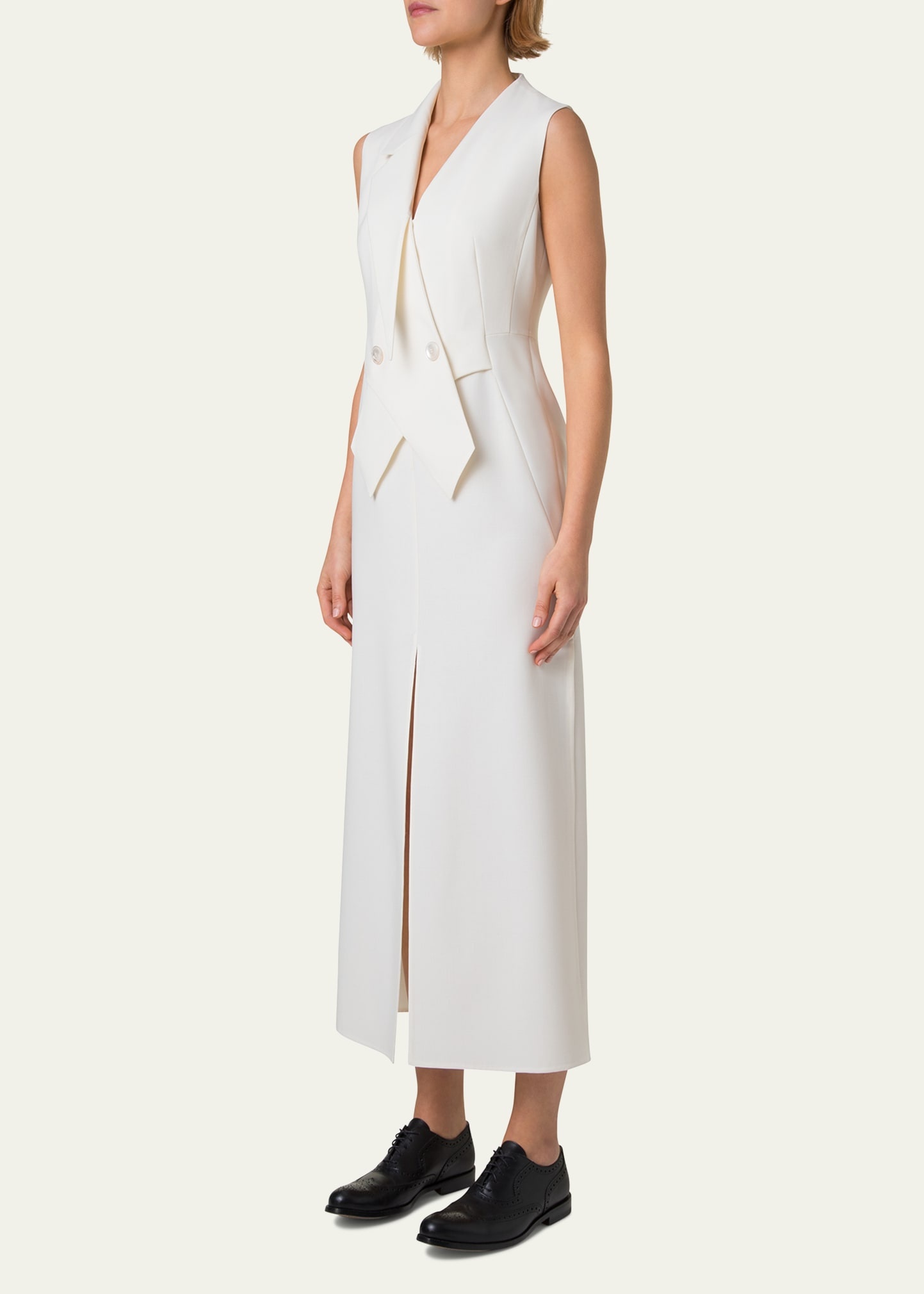 Double-Face Wool Midi Sheath Dress - 4