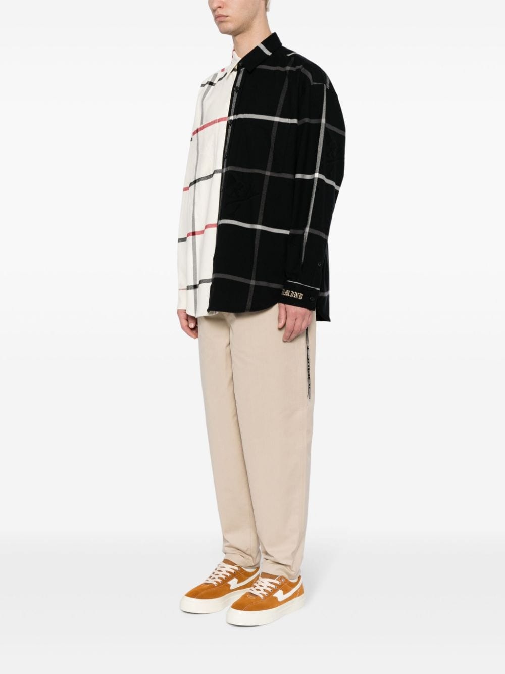 panelled check-pattern shirt - 3