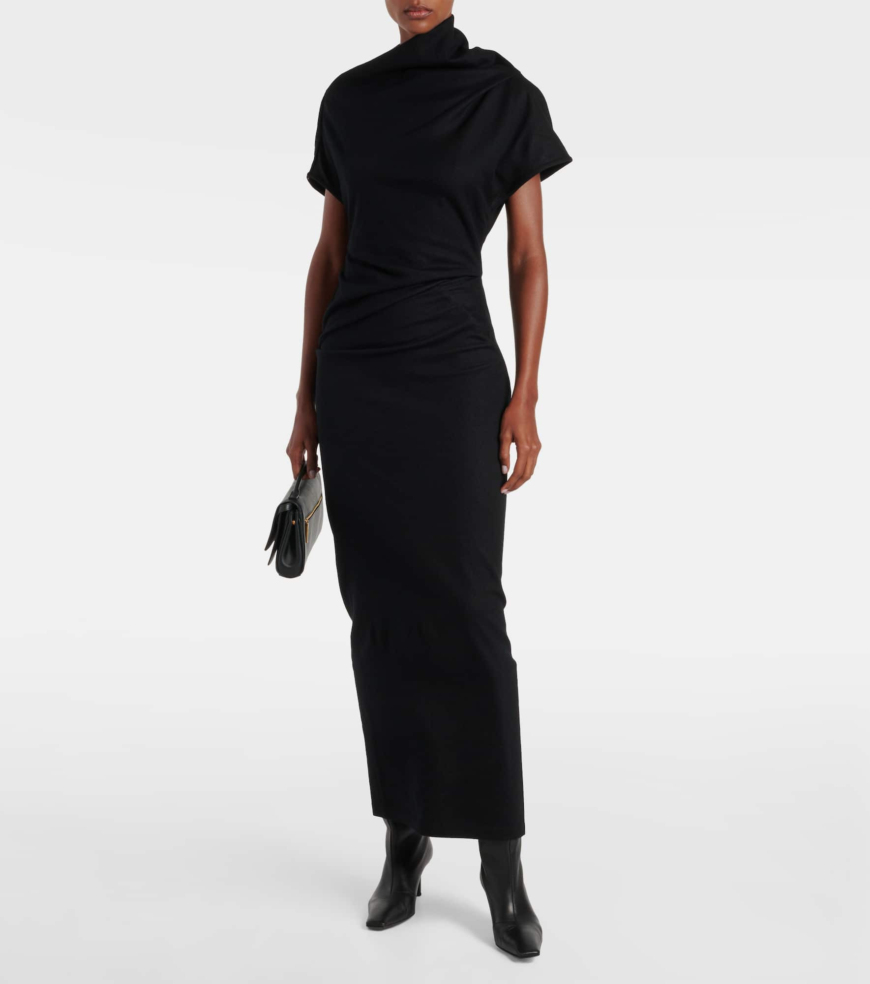 Draped wool maxi dress - 2