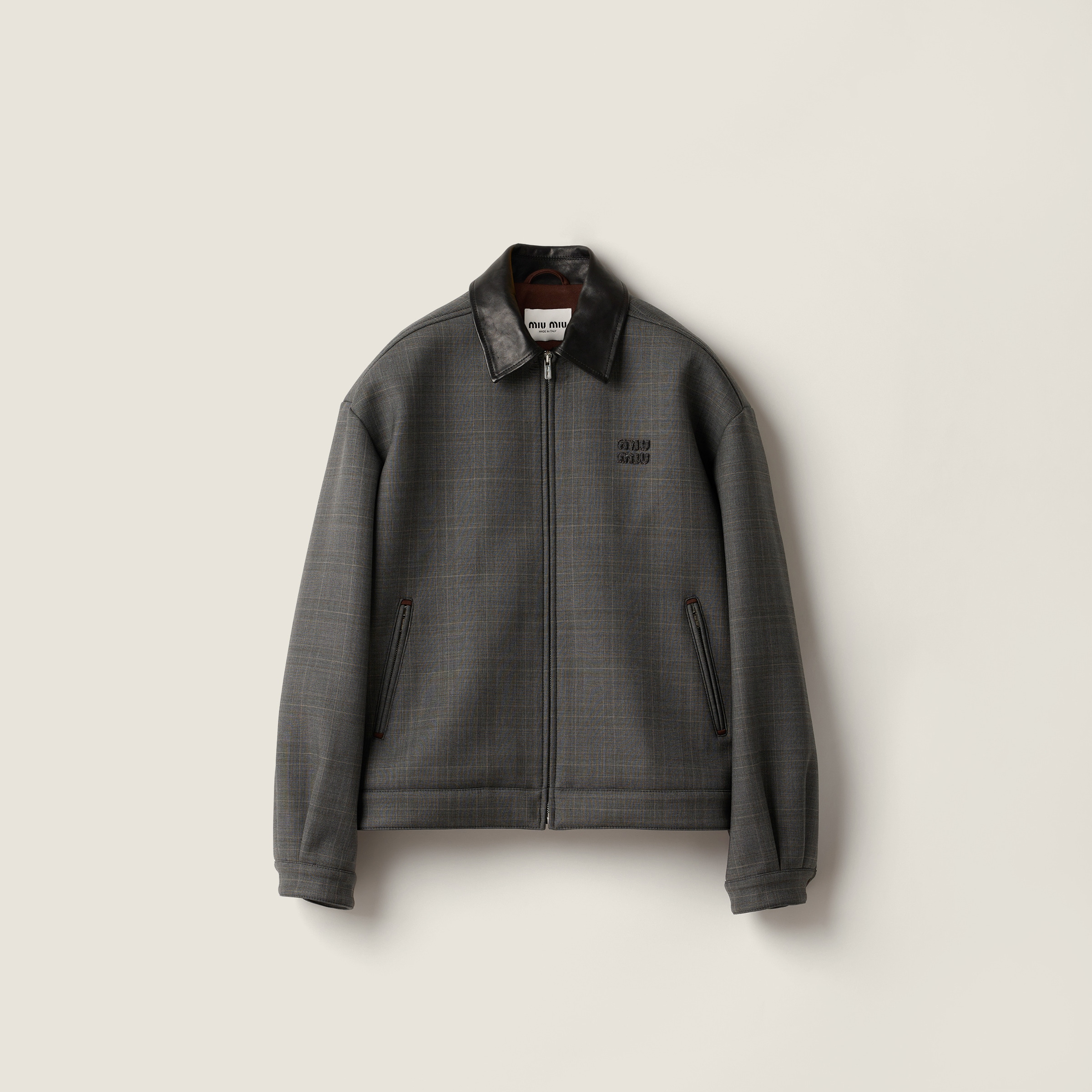 Prince of Wales check and bonded jersey blouson jacket - 1