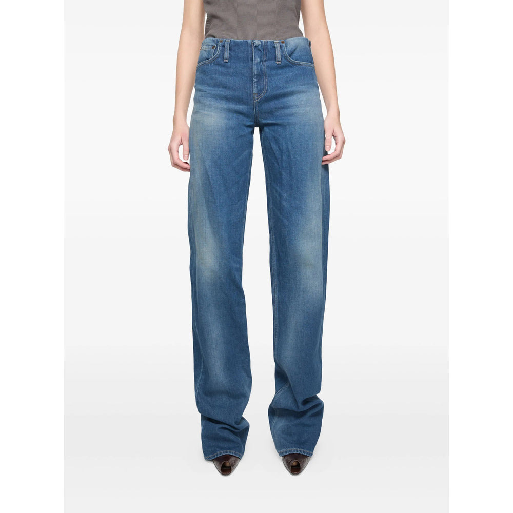 Acne Studios Blue Trousers - High-Waisted Trousers Women - 4