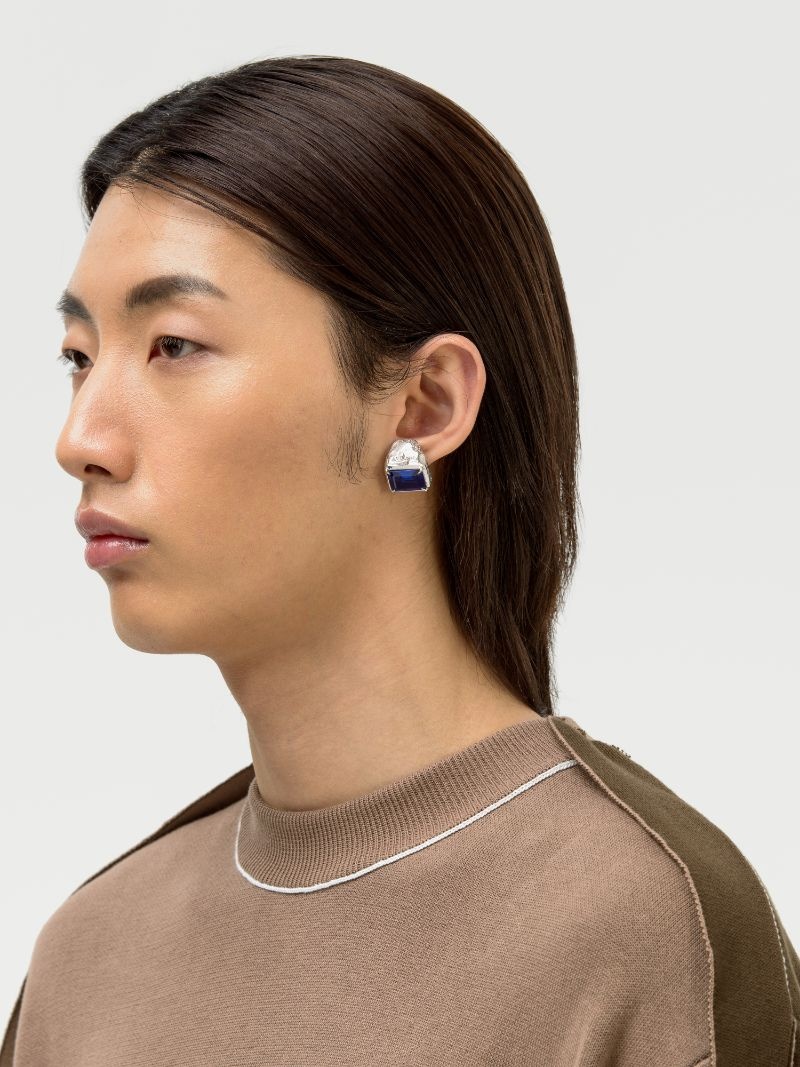 SMALL SQUARE CUT STONE EARRING - 2