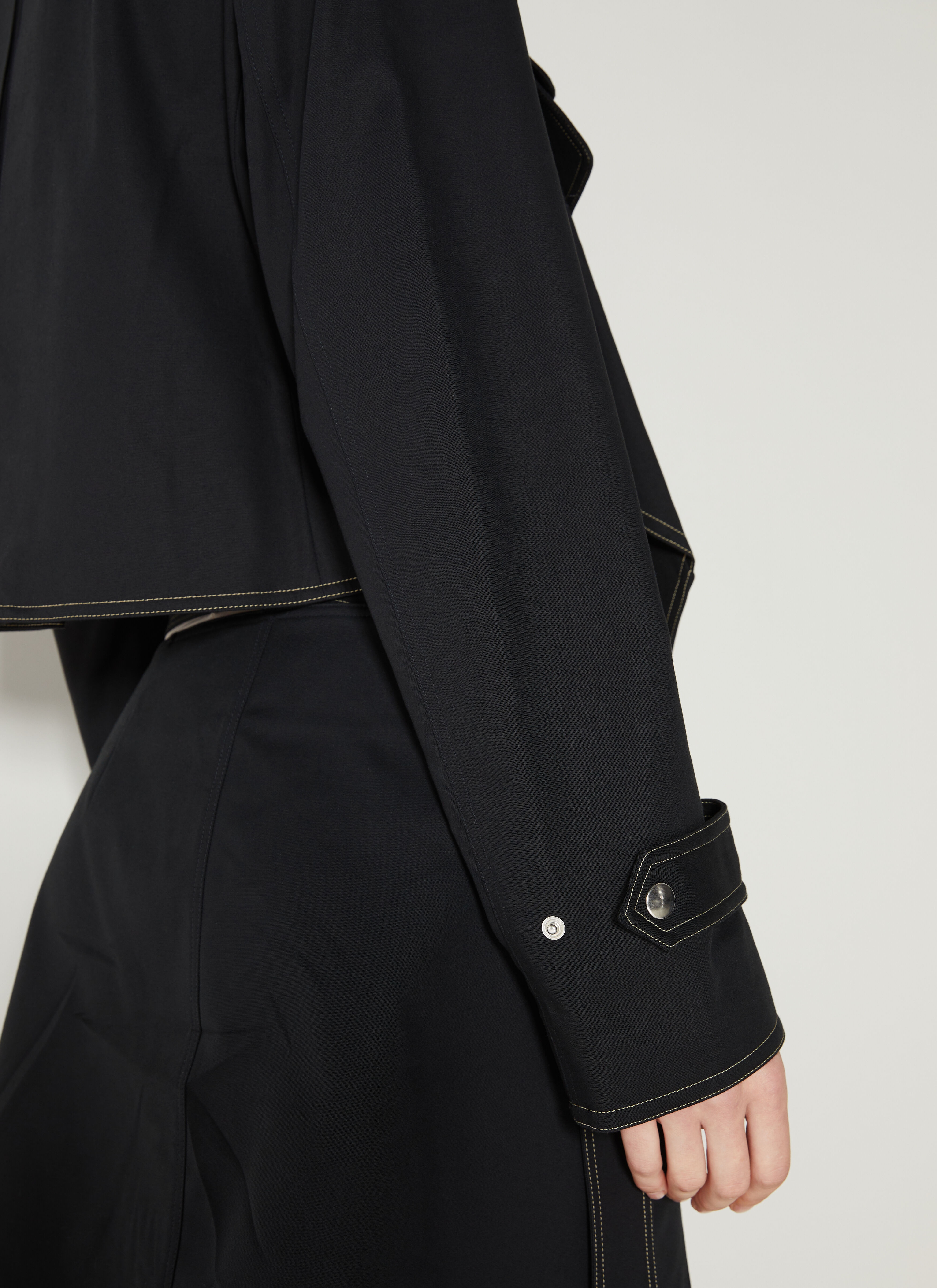 Shop Helmut Lang Cropped Trench Leather Jacket