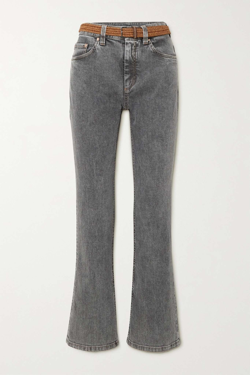 Belted high-rise slim-leg jeans 1