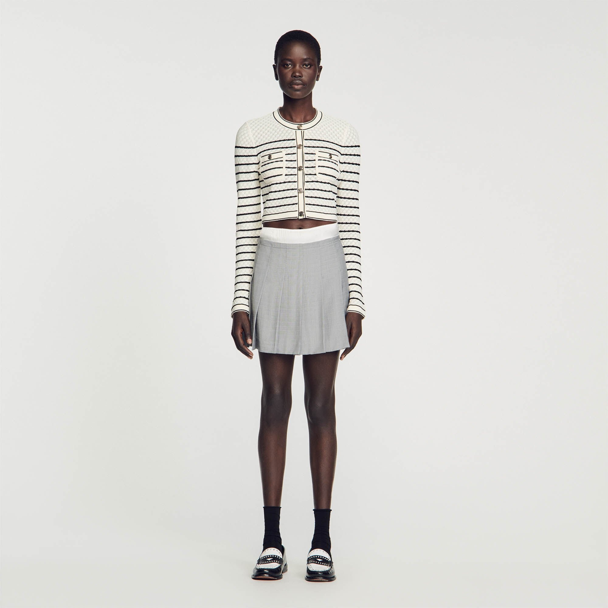 STRIPED CROPPED COATIGAN - 3