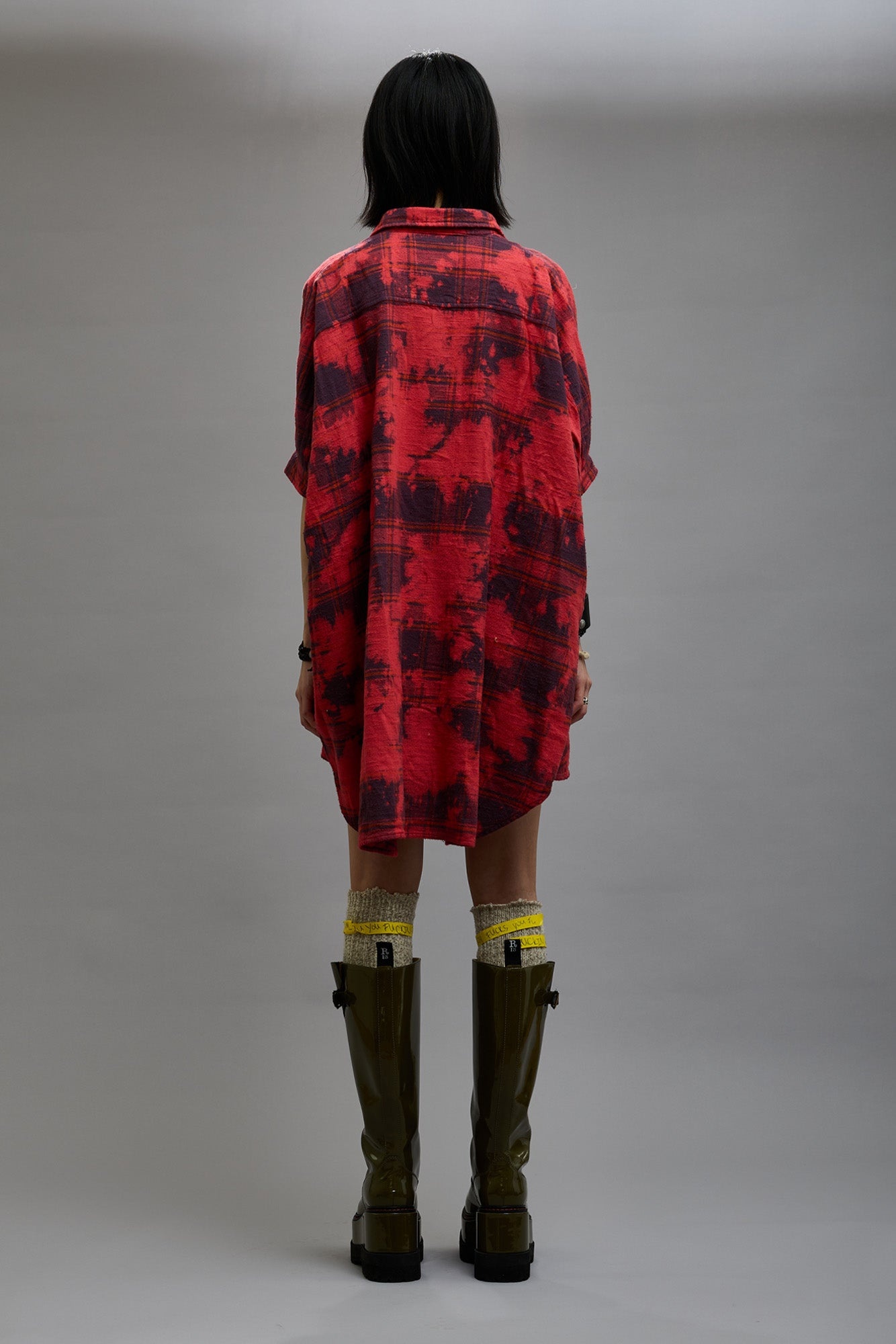 OVERSIZED RELAXED SHIRTDRESS - DUSK RED PLAID - 6