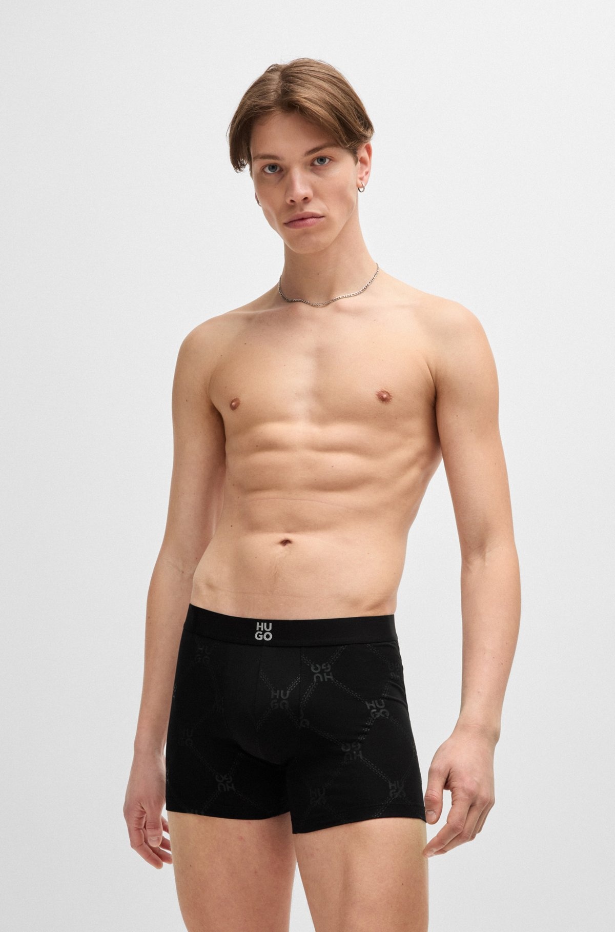 TWO-PACK OF STRETCH-COTTON BOXER BRIEFS WITH LOGOS - 2