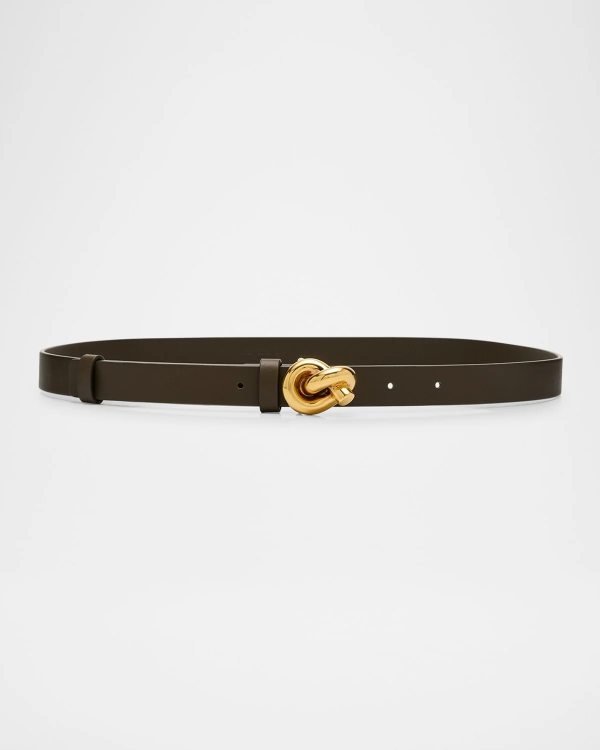 Brass Knot Skinny Leather Belt - 1