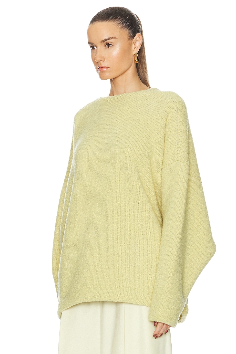 Virgin Wool Boucle Straight Neck Relaxed Sweater - 3