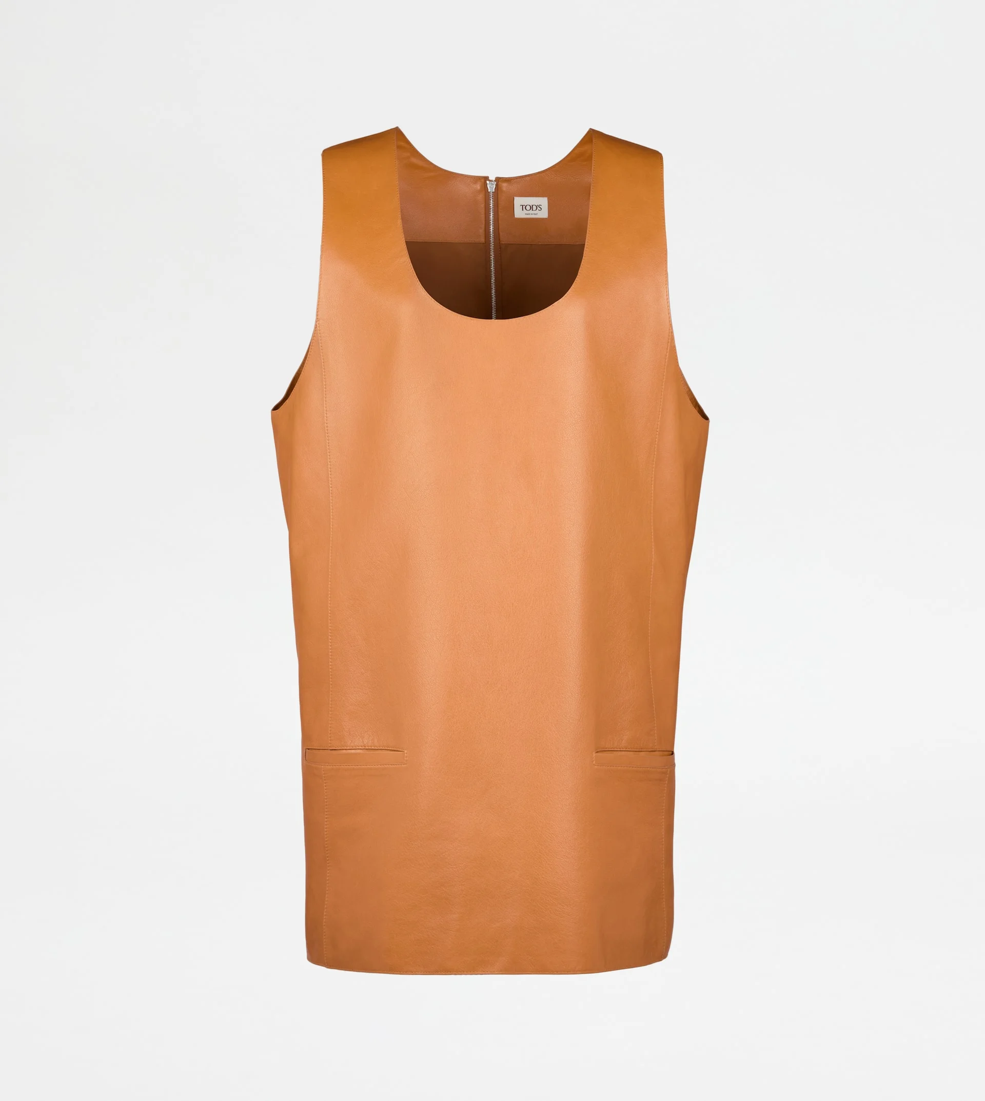 MINI DRESS IN LEATHER - ORANGE - 1