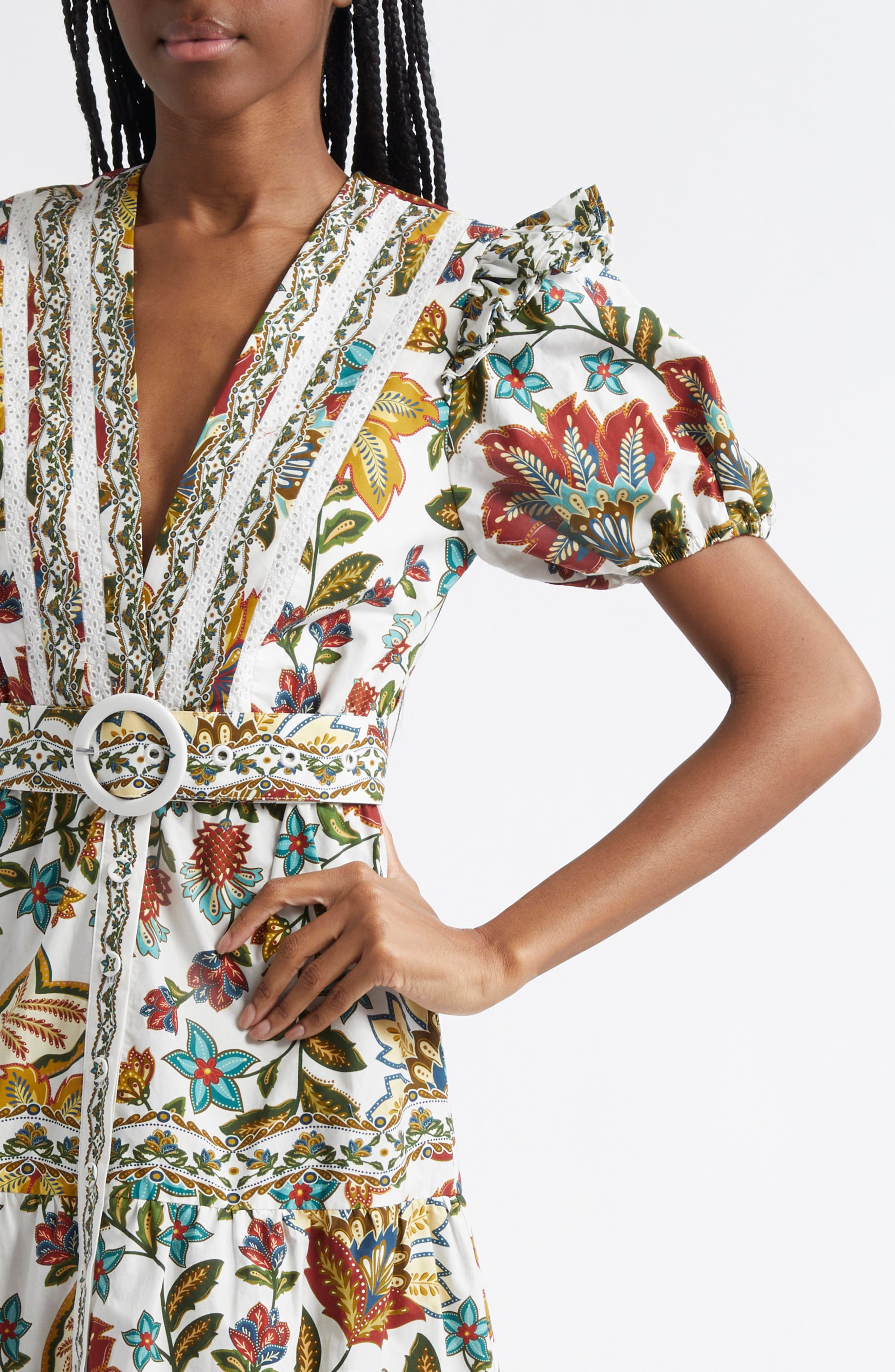 FARM Rio Botanicals Cotton Midi Dress in Off-White at Nordstrom - 4