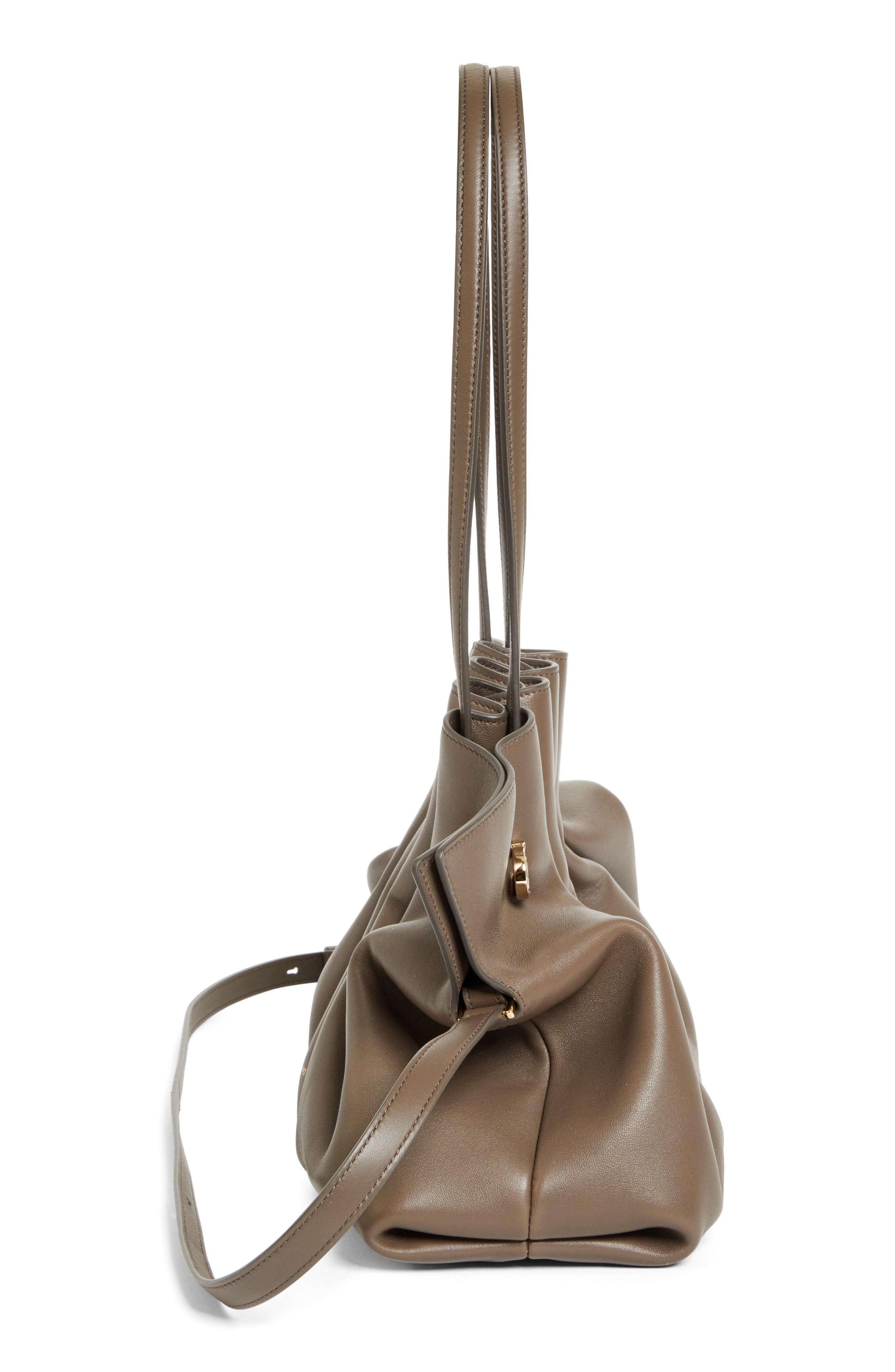 FERRAGAMO Medium Gancio Piercing Soft Leather Shoulder Bag in Concrete at Nordstrom - 6