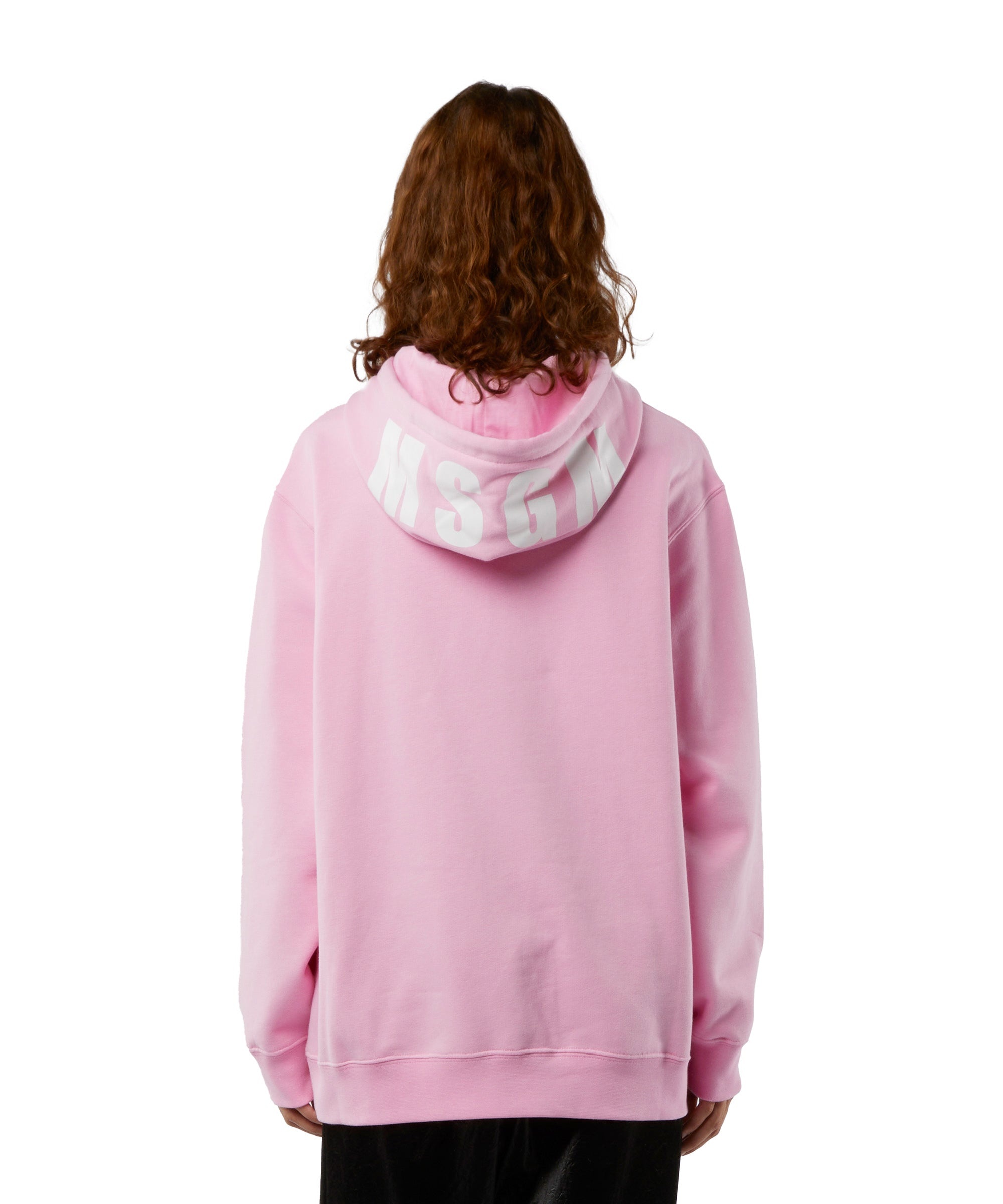 Oversized sweatshirt with a maxi logo print on the hood - 4