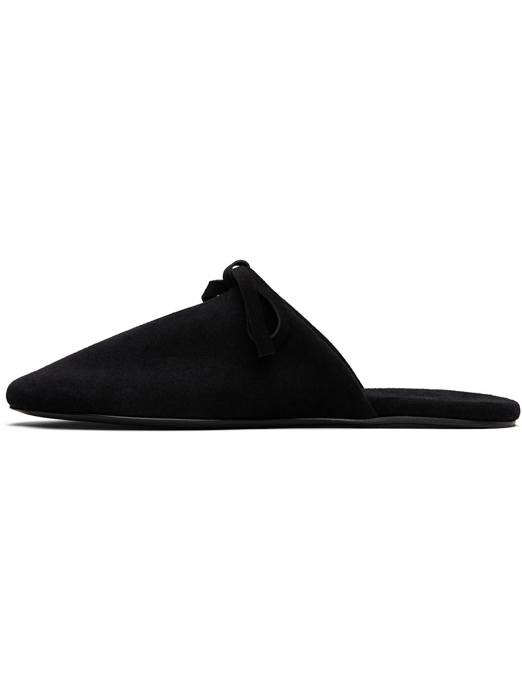 Black Bow Suede Slippers - 3