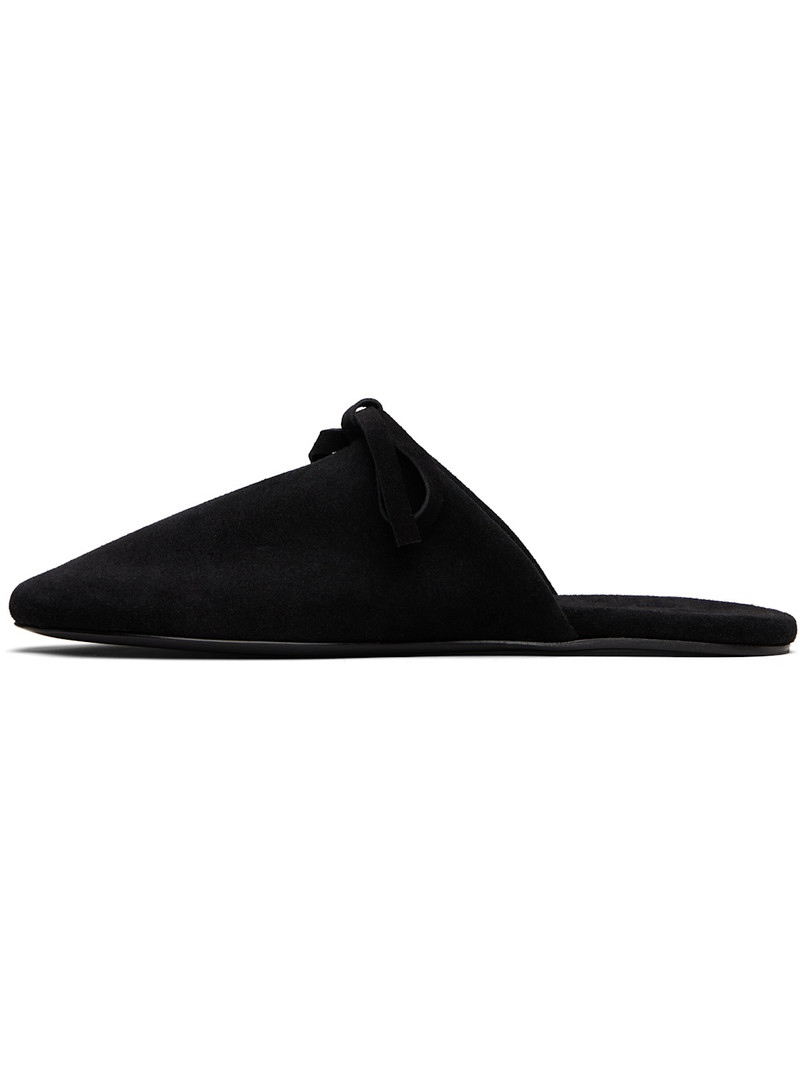 MARIE ADAM-LEENAERDT Black Bow Suede Slippers outlook