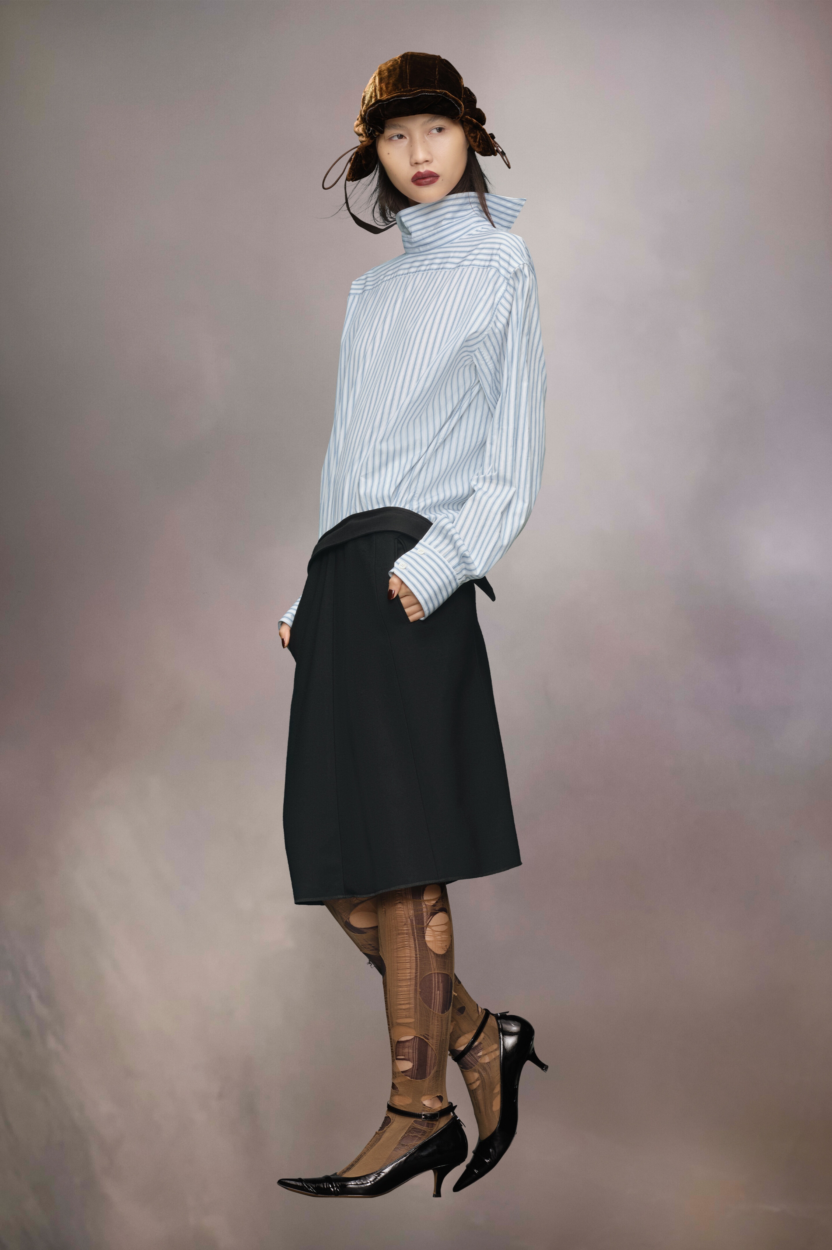 Reversed stripe shirtdress - 4
