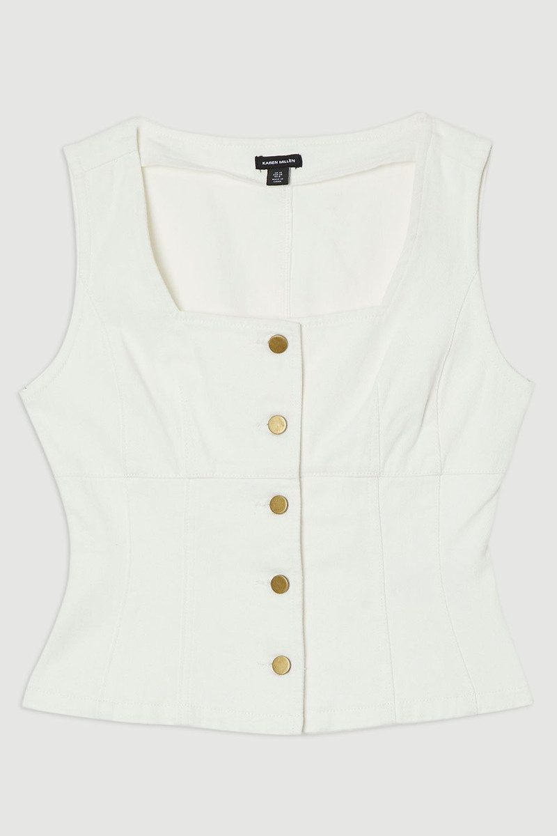 Denim Soft Wash Sleeveless Square Neck Top 4
